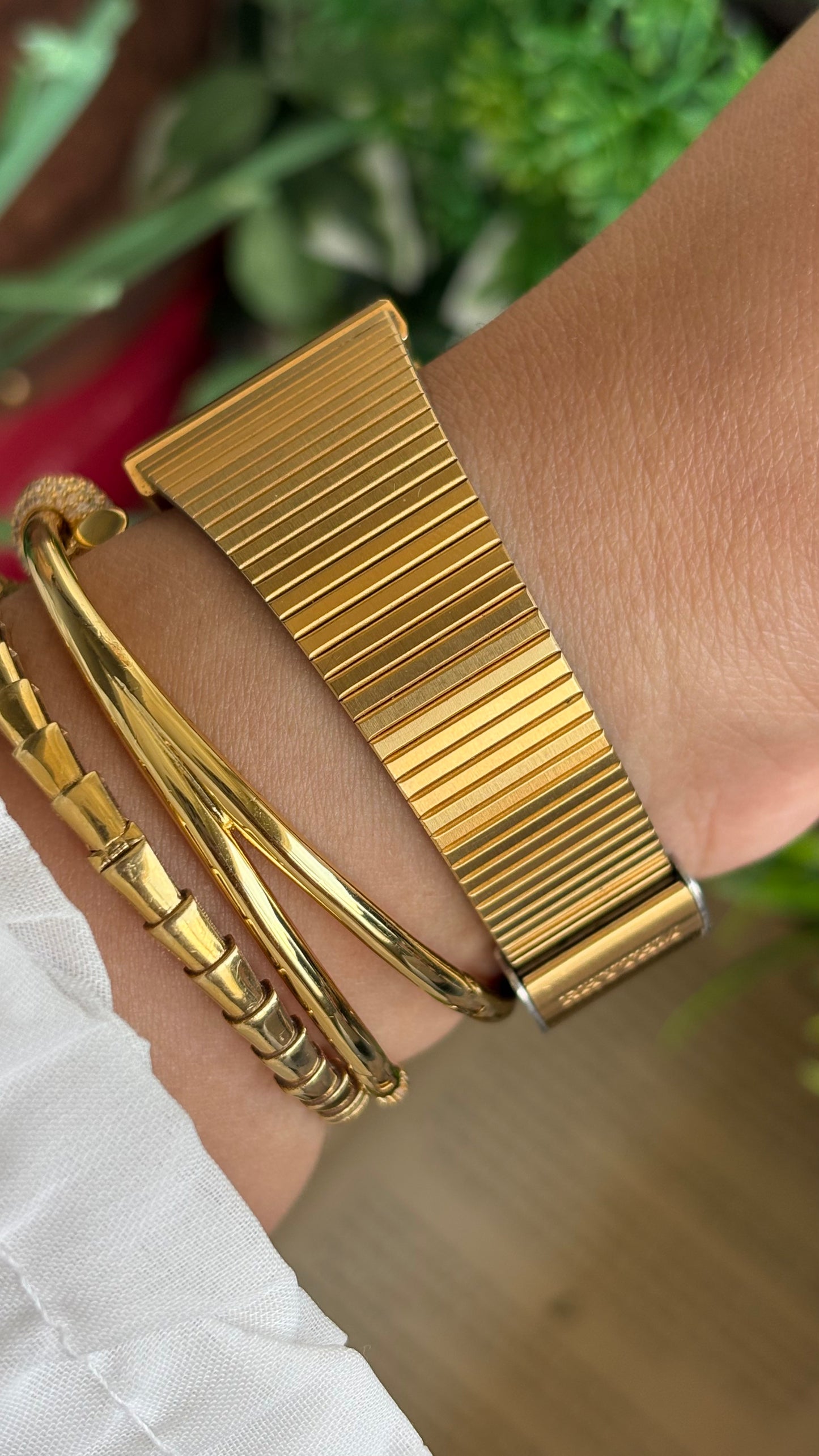 Vintage Rhythm Burgundy Bezel Tank Dress Watch in Gold Tone