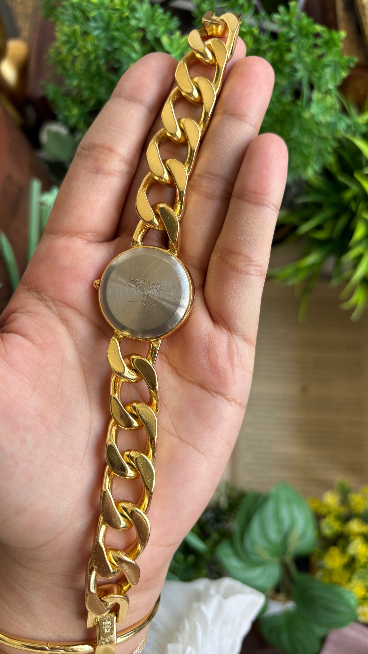 Vintage Anne Klein Chain Bracelet Watch in Gold Tone