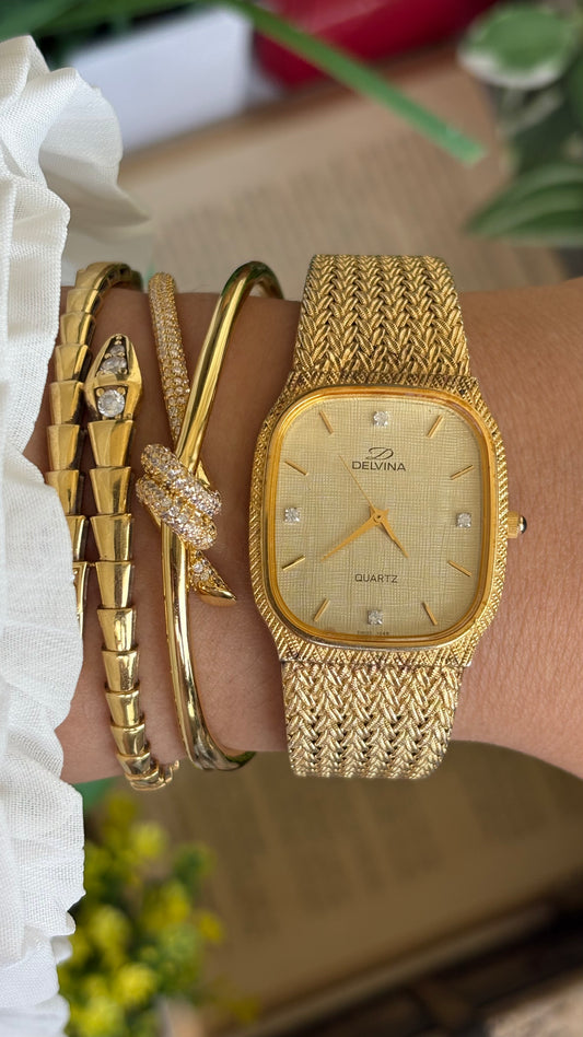 Vintage Delvina Swiss Watch in Gold Tone