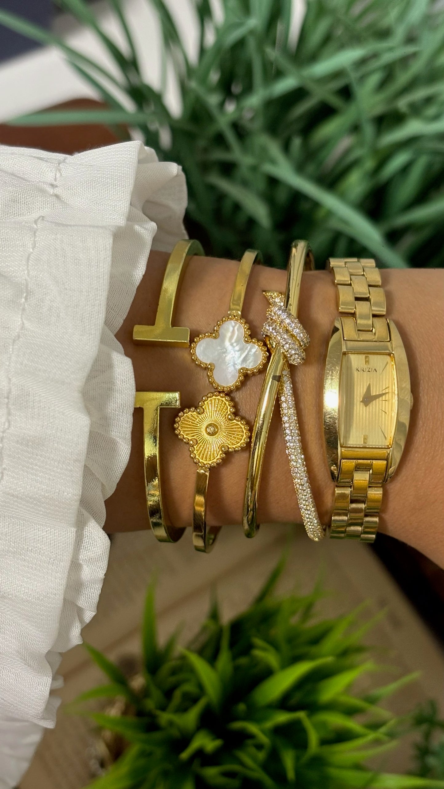 Vintage Krizia Tonneau Watch with Gold Tone Link Bracelet