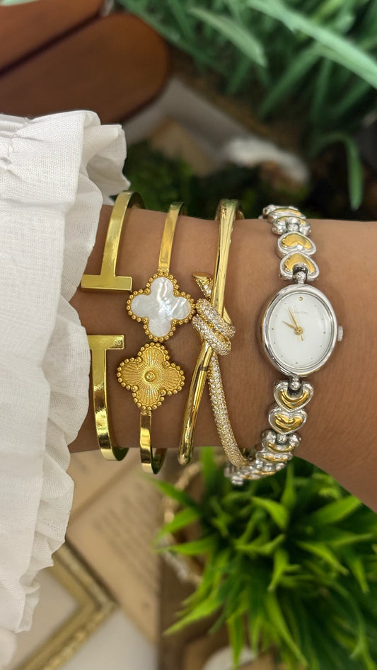 Vintage Orient Jupiter Oval Watch with Two-Tone Heart Link Bracelet