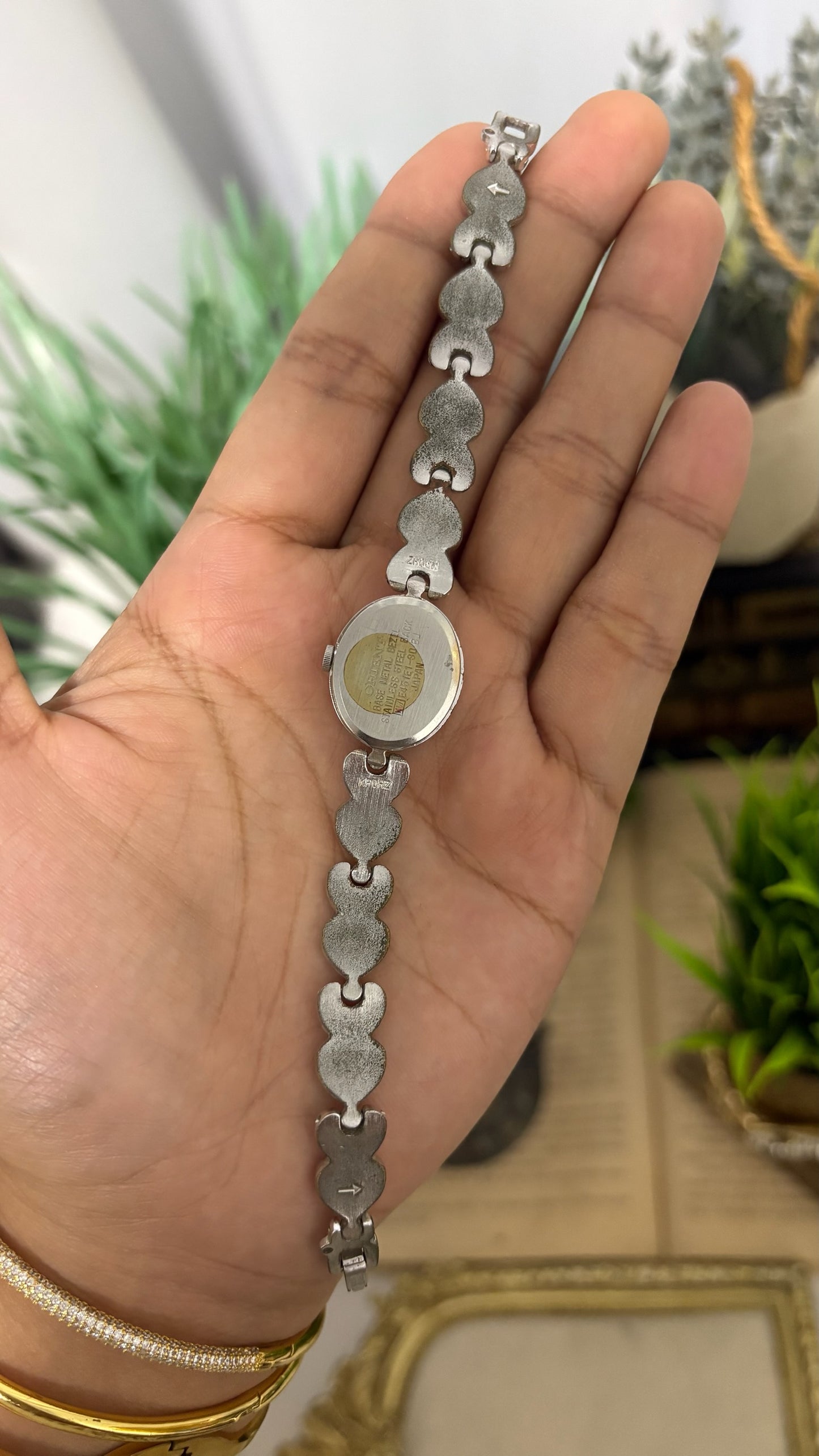 Vintage Orient Jupiter Oval Watch with Two-Tone Heart Link Bracelet