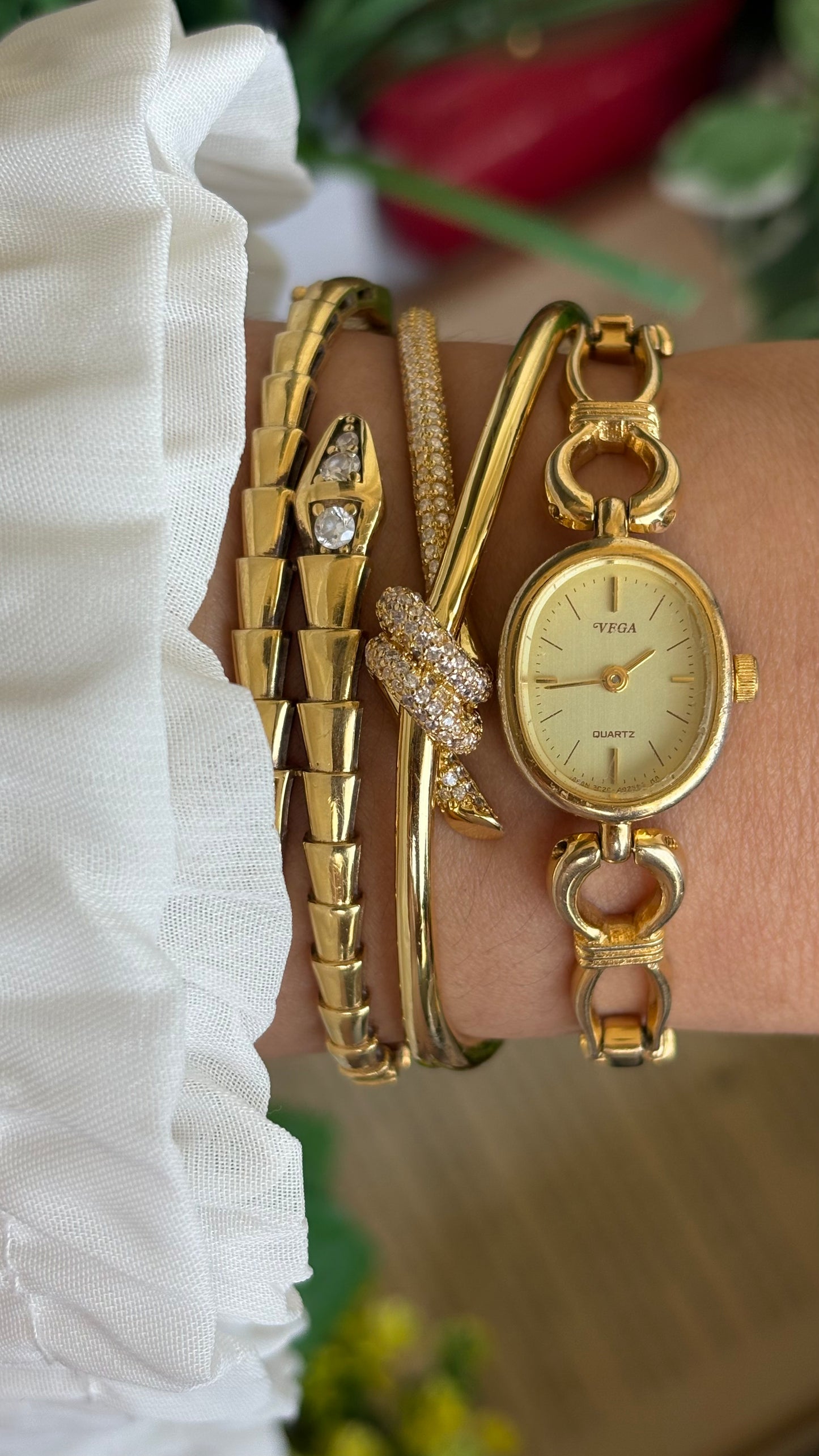 Vintage Vega Citizen Watch in Gold Tone Oval Face