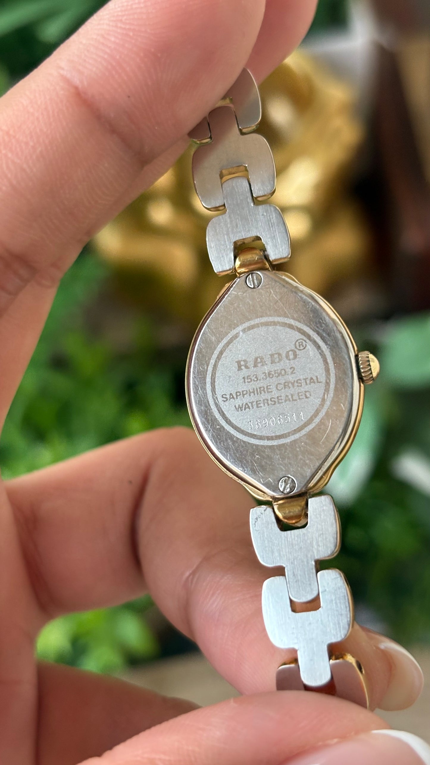 Extremely Rare Vintage Dainty Elegant Rado Florence Swiss Bracelet Watch in Gold Tone Rhinestone Oval Dial Quartz