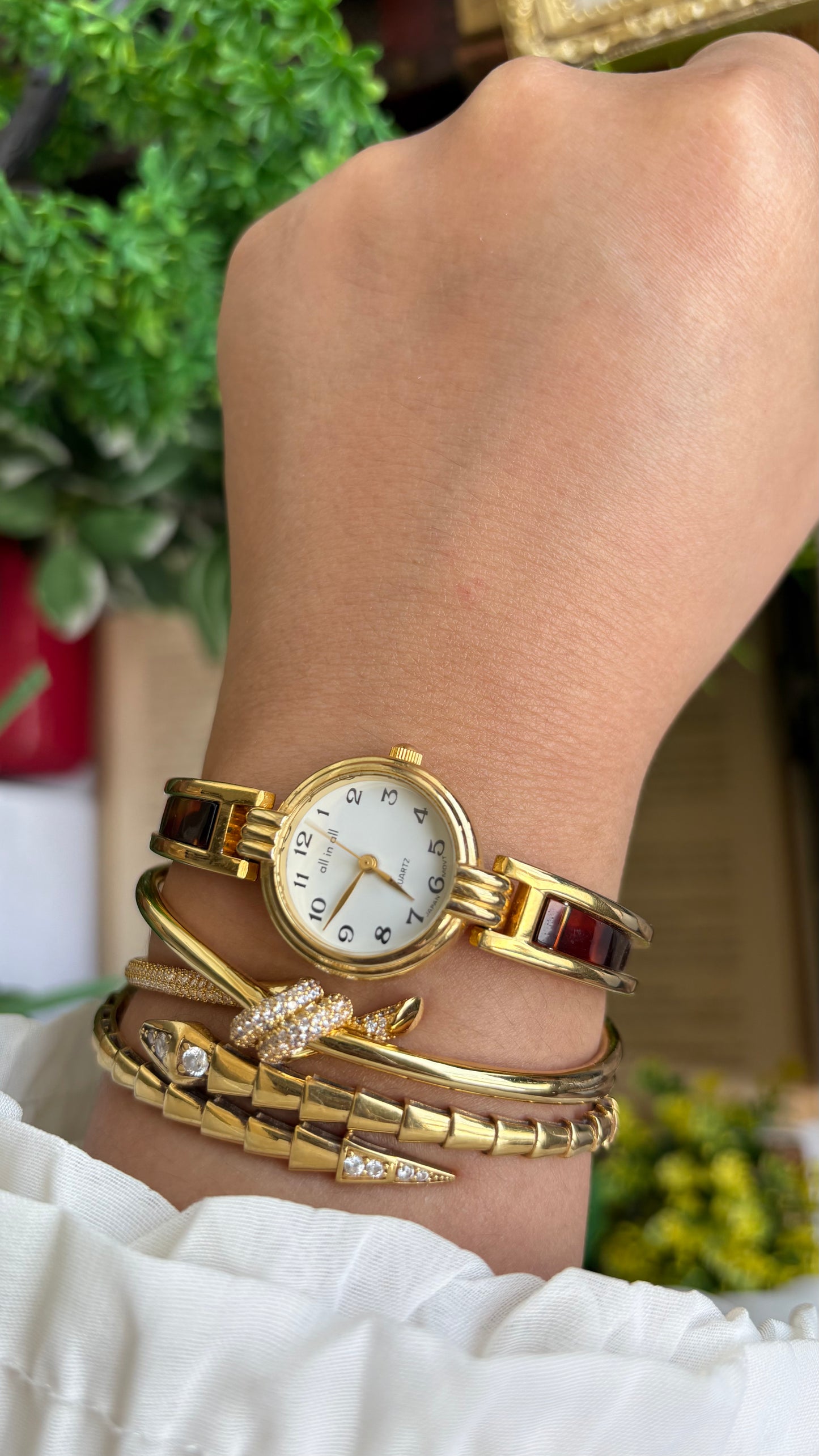 Vintage Tortoise Watch in Gold Tone