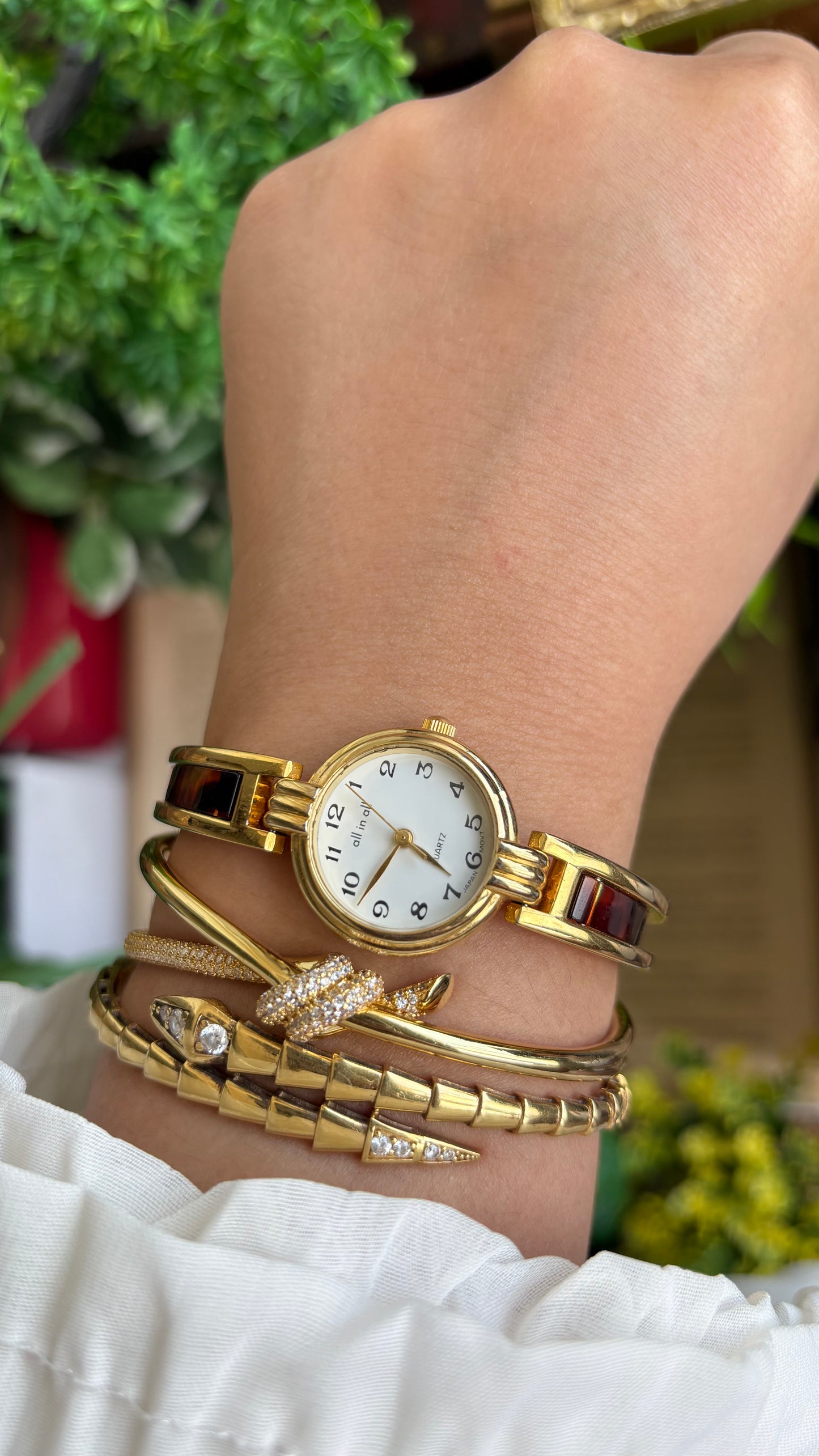 Vintage Tortoise Watch in Gold Tone
