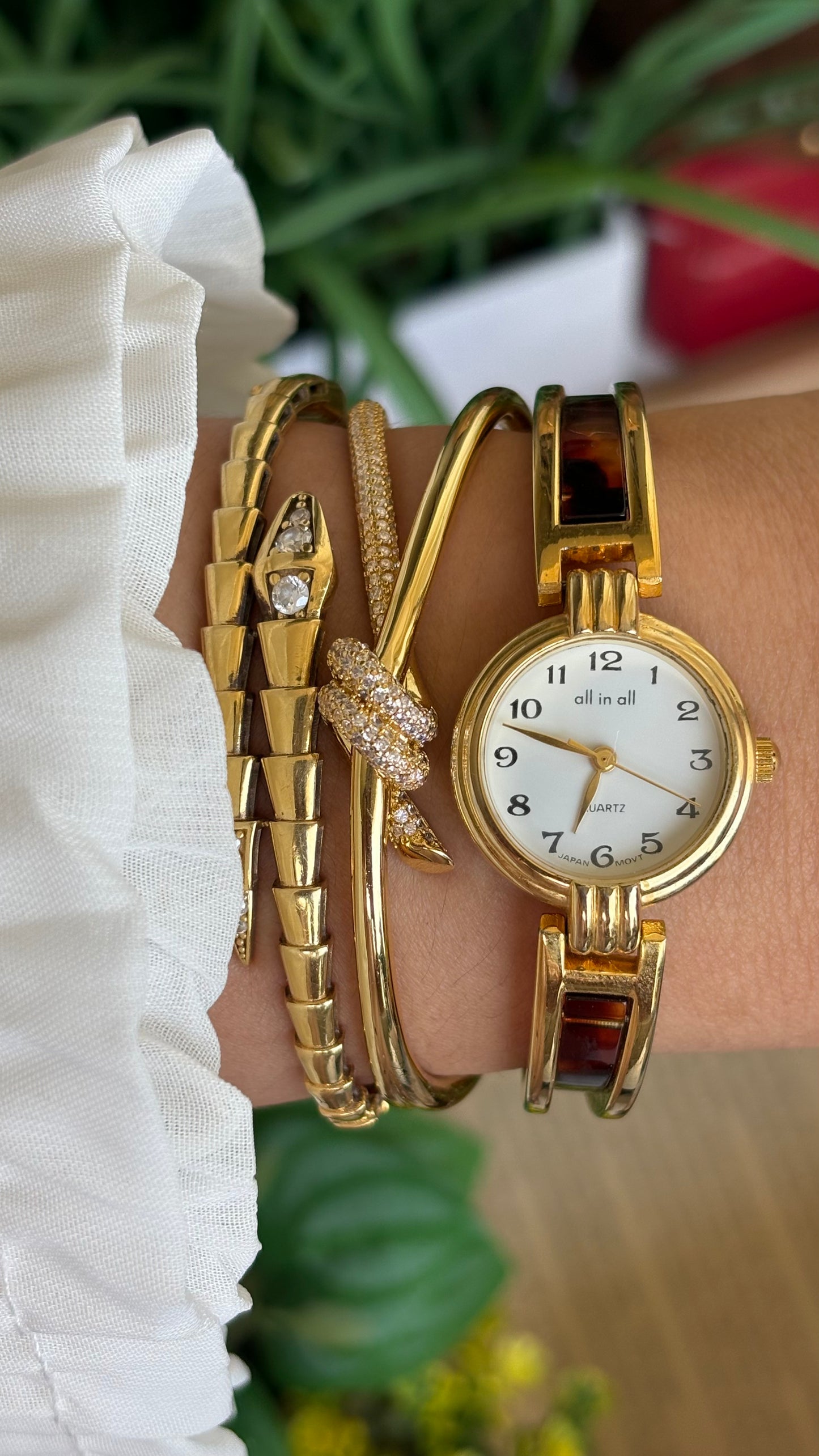 Vintage Tortoise Watch in Gold Tone