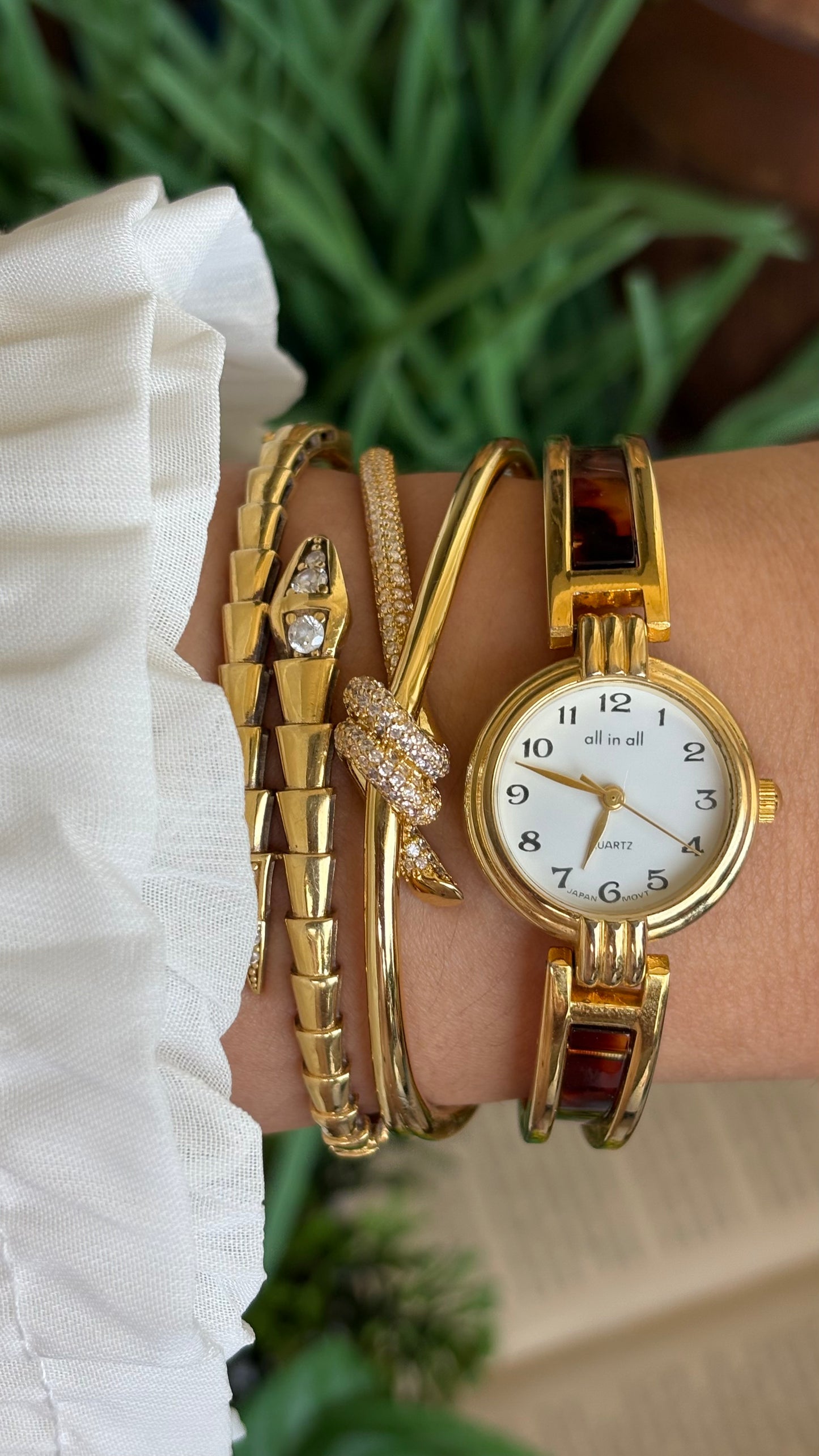 Vintage Tortoise Watch in Gold Tone