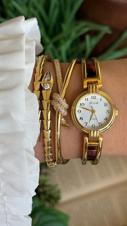 Vintage Tortoise Watch in Gold Tone