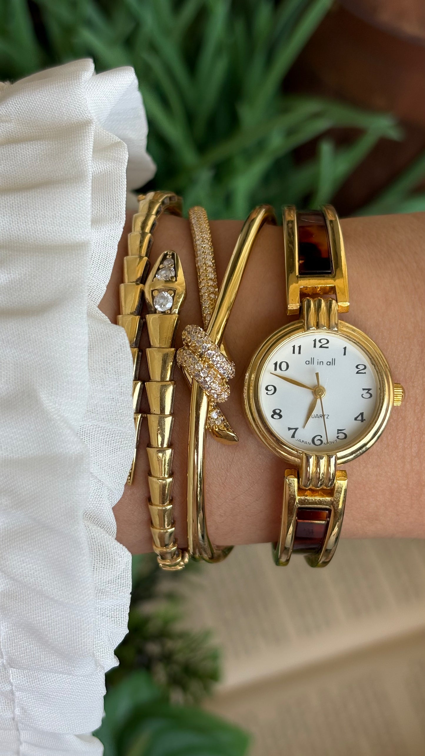 Vintage Tortoise Watch in Gold Tone