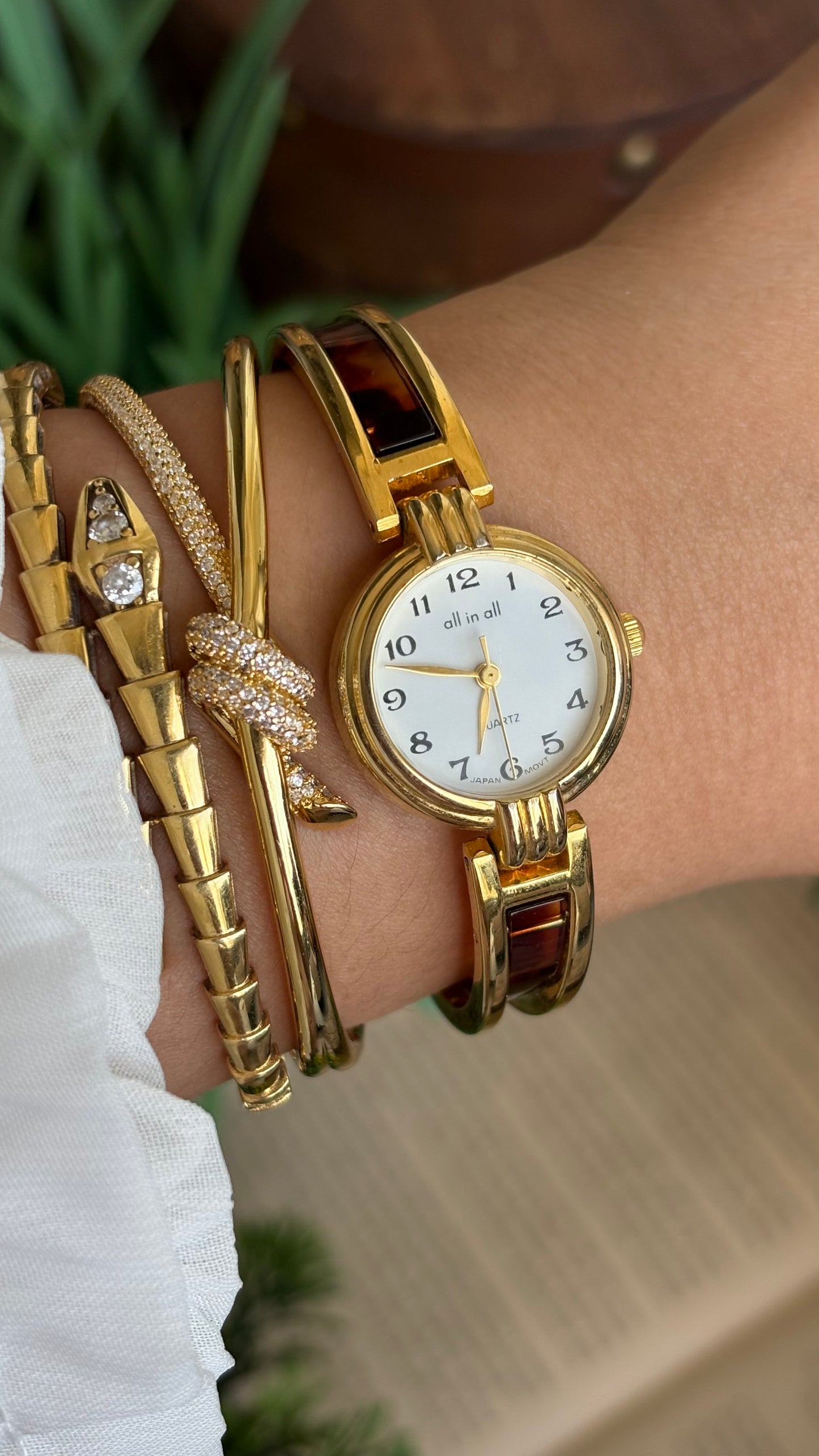 Vintage Tortoise Watch in Gold Tone