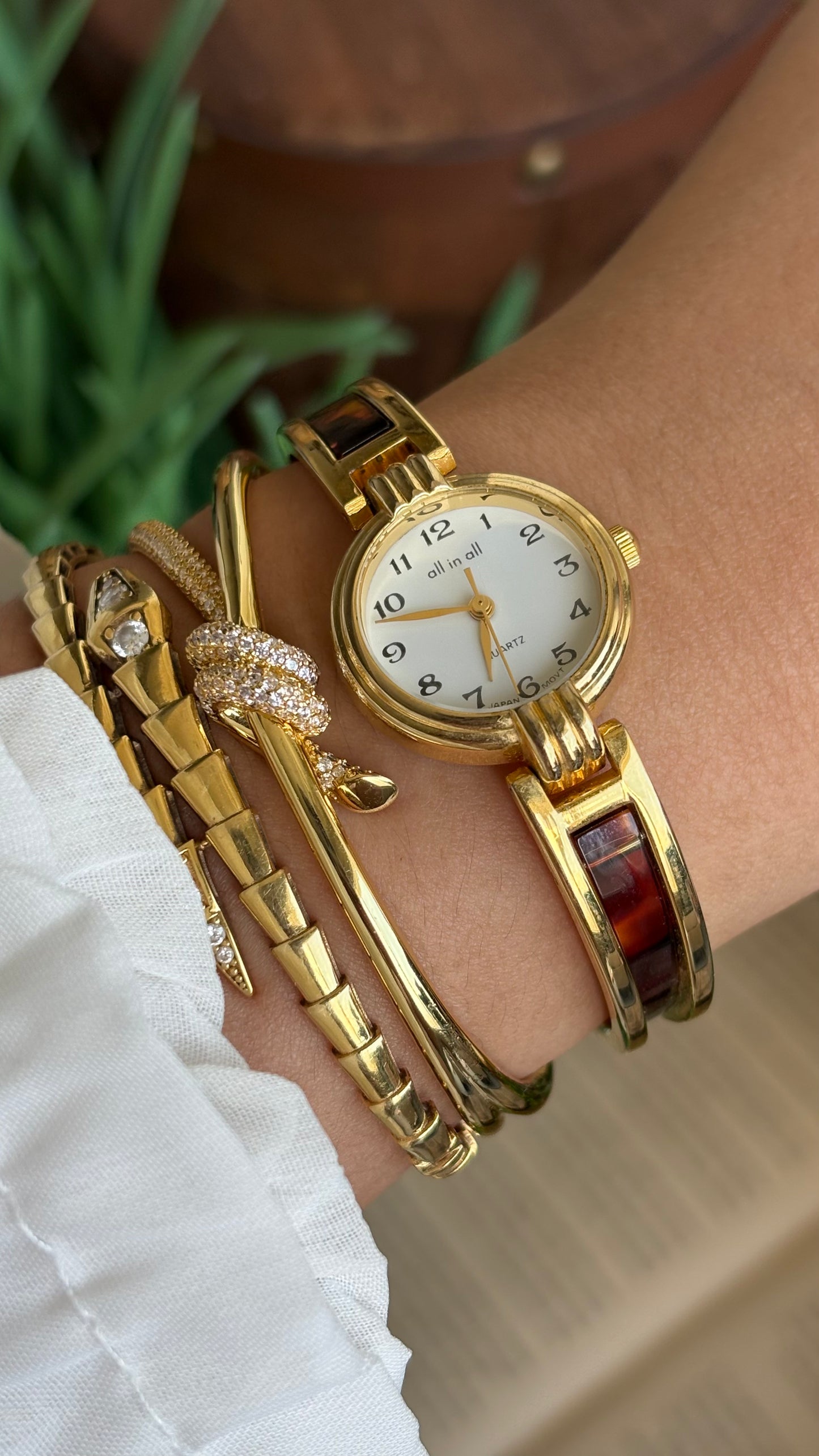 Vintage Tortoise Watch in Gold Tone