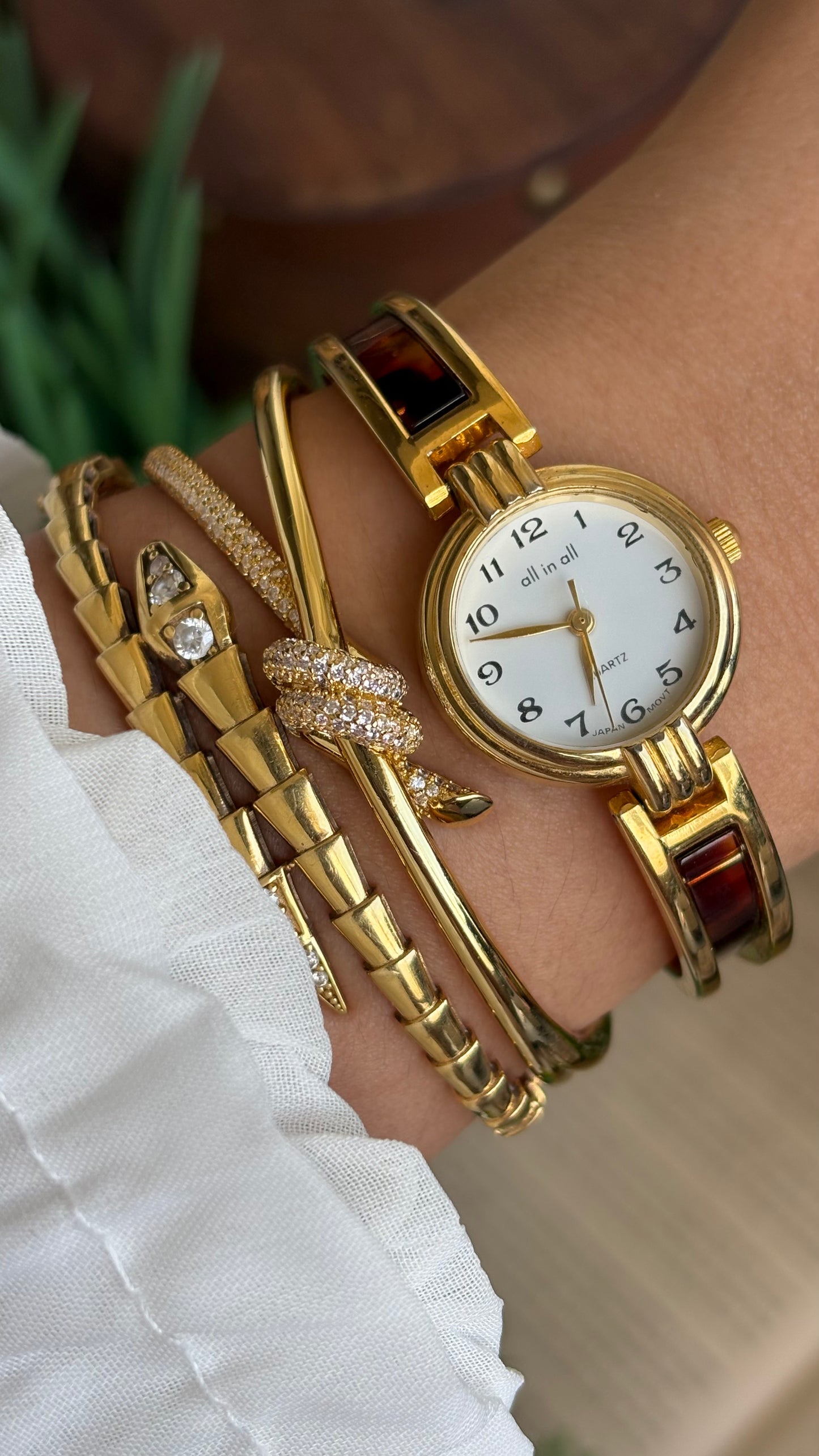 Vintage Tortoise Watch in Gold Tone