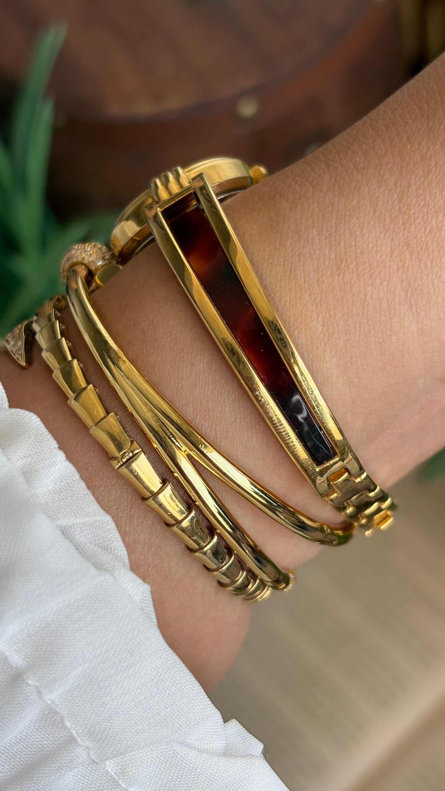 Vintage Tortoise Watch in Gold Tone