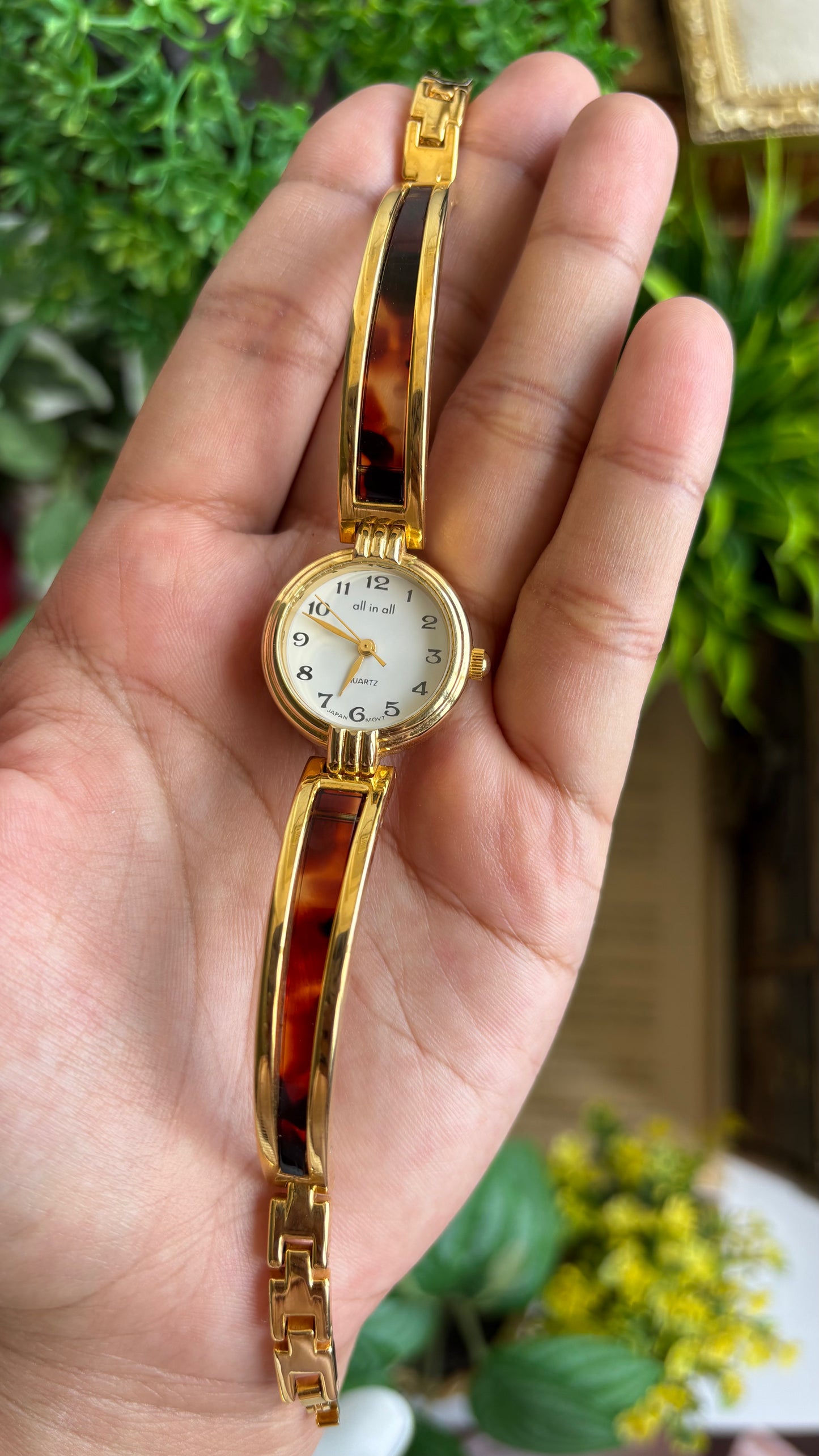Vintage Tortoise Watch in Gold Tone