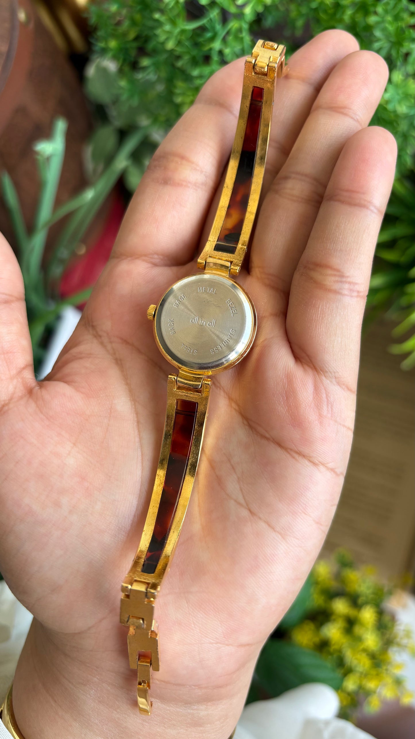 Vintage Tortoise Watch in Gold Tone
