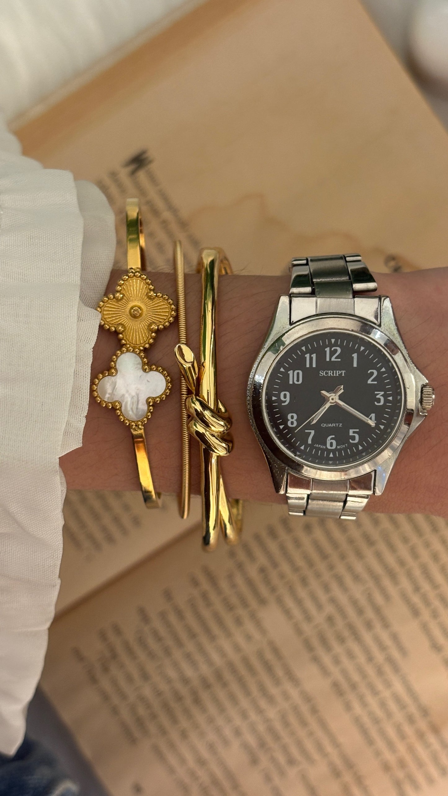 Vintage Script J-Axis Black Dial Watch in Silver Tone Quartz