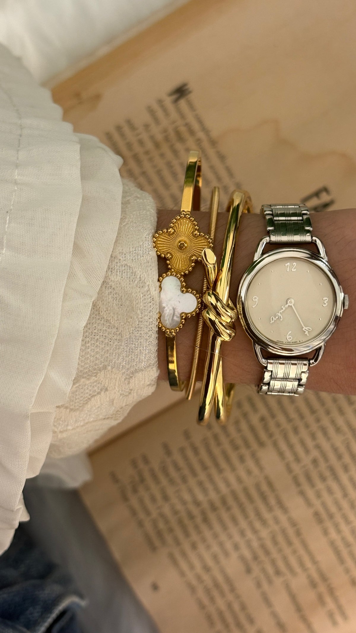 Rare Vintage Agnes B. Logo Hands Watch in Silver Tone Quartz