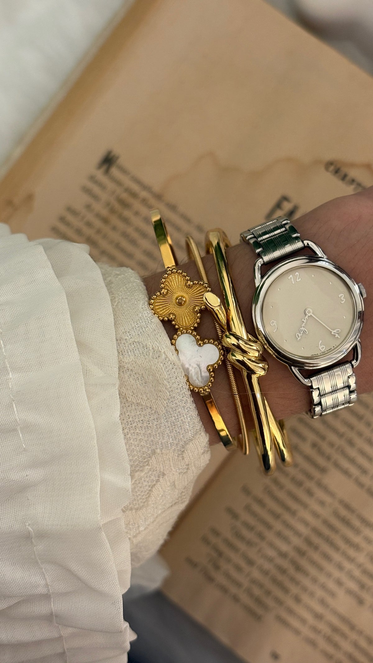 Rare Vintage Agnes B. Logo Hands Watch in Silver Tone Quartz