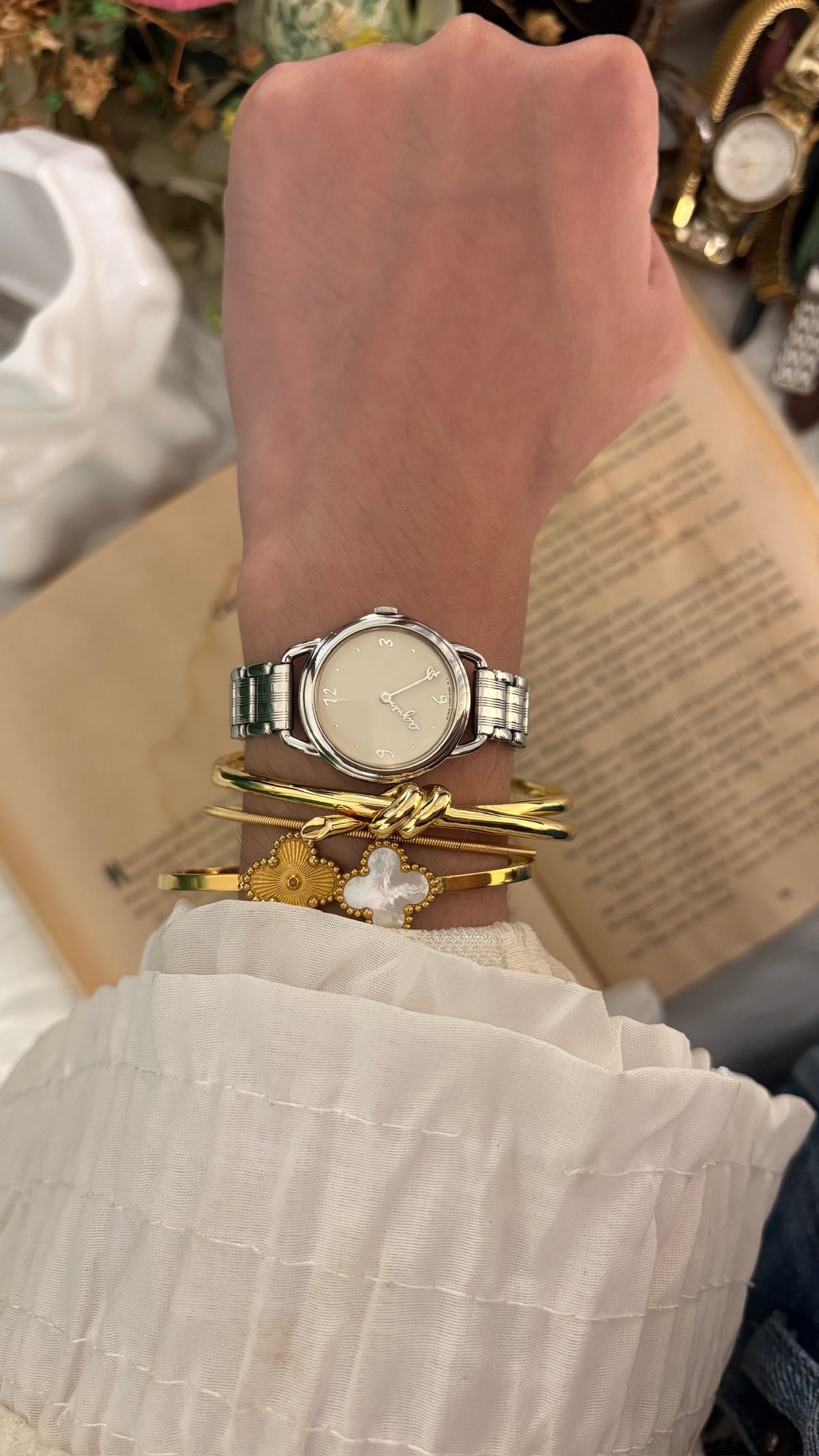 Rare Vintage Agnes B. Logo Hands Watch in Silver Tone Quartz