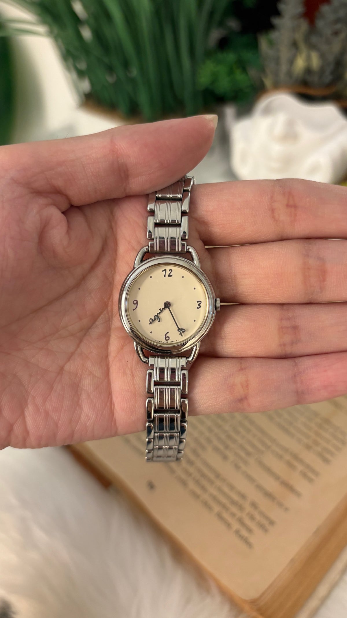 Rare Vintage Agnes B. Logo Hands Watch in Silver Tone Quartz