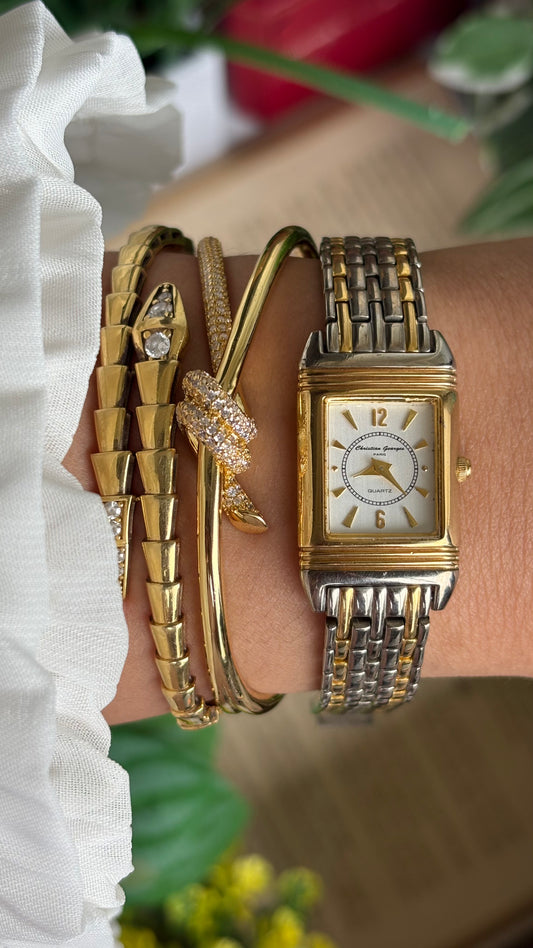 Vintage Christian Georges Paris Watch in Two-Tone Unique Design