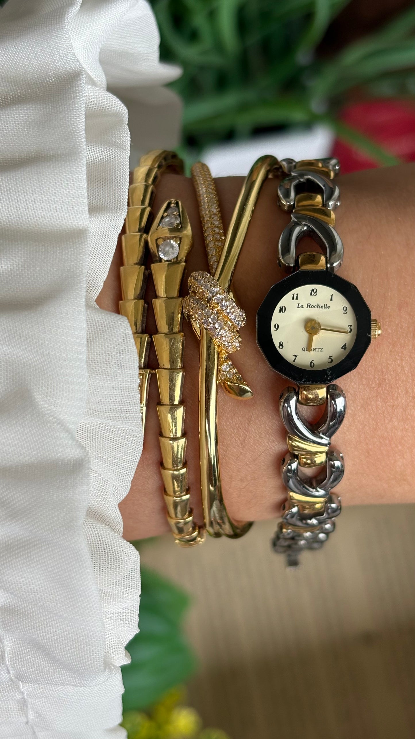 Vintage La Rochelle Super Dainty Bracelet Watch in Two-Tone