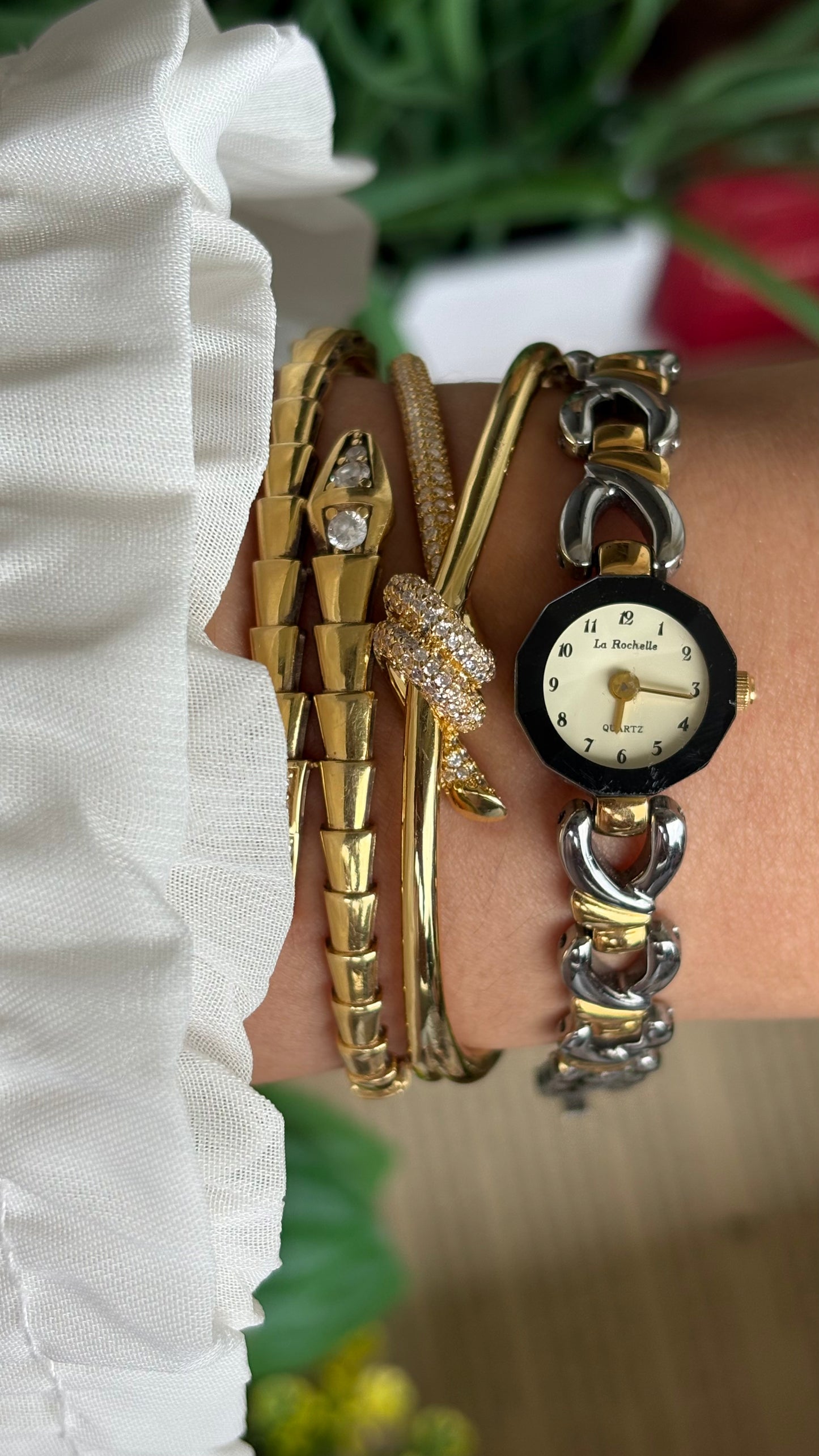 Vintage La Rochelle Super Dainty Bracelet Watch in Two-Tone