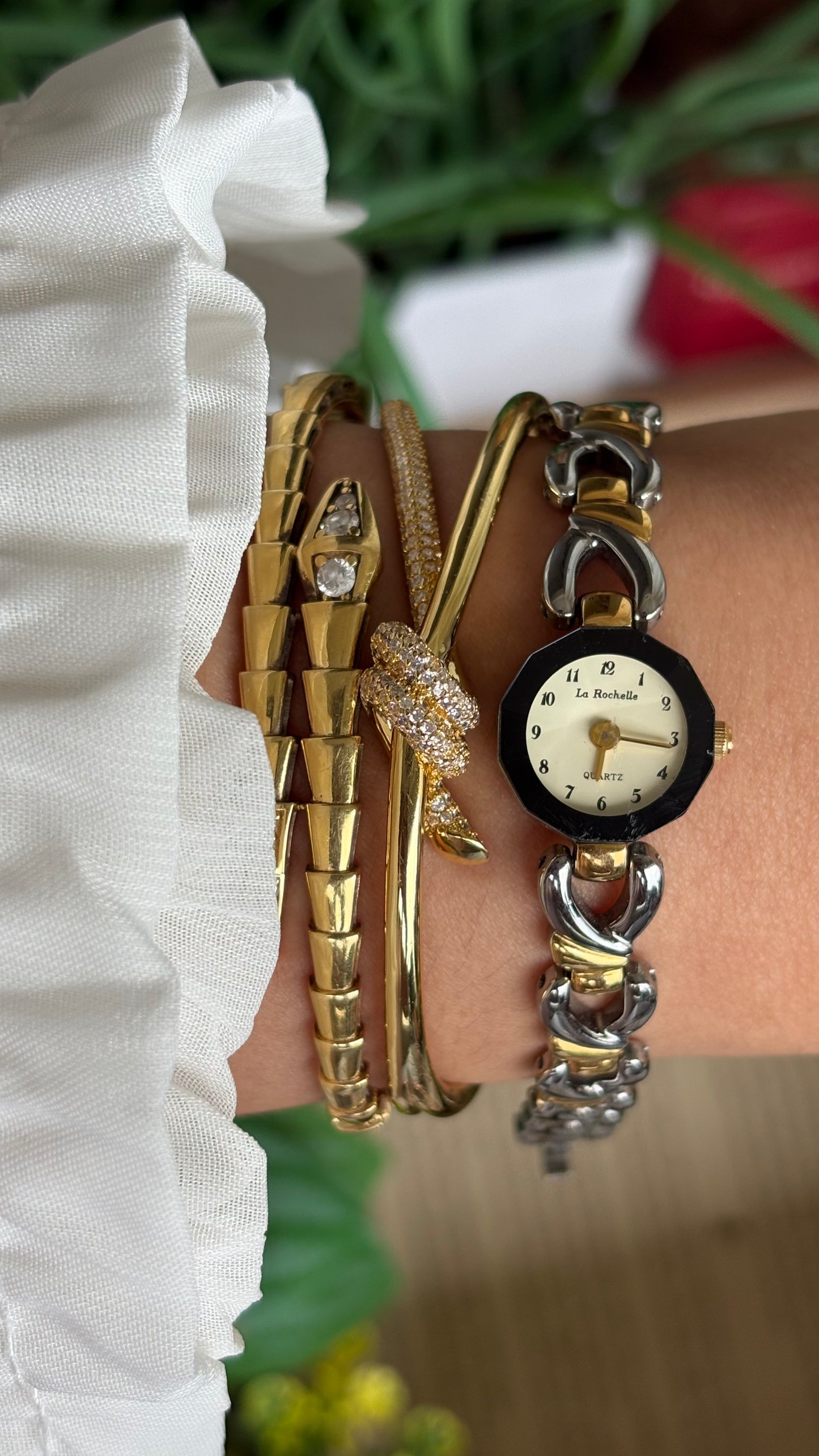 Vintage La Rochelle Super Dainty Bracelet Watch in Two-Tone