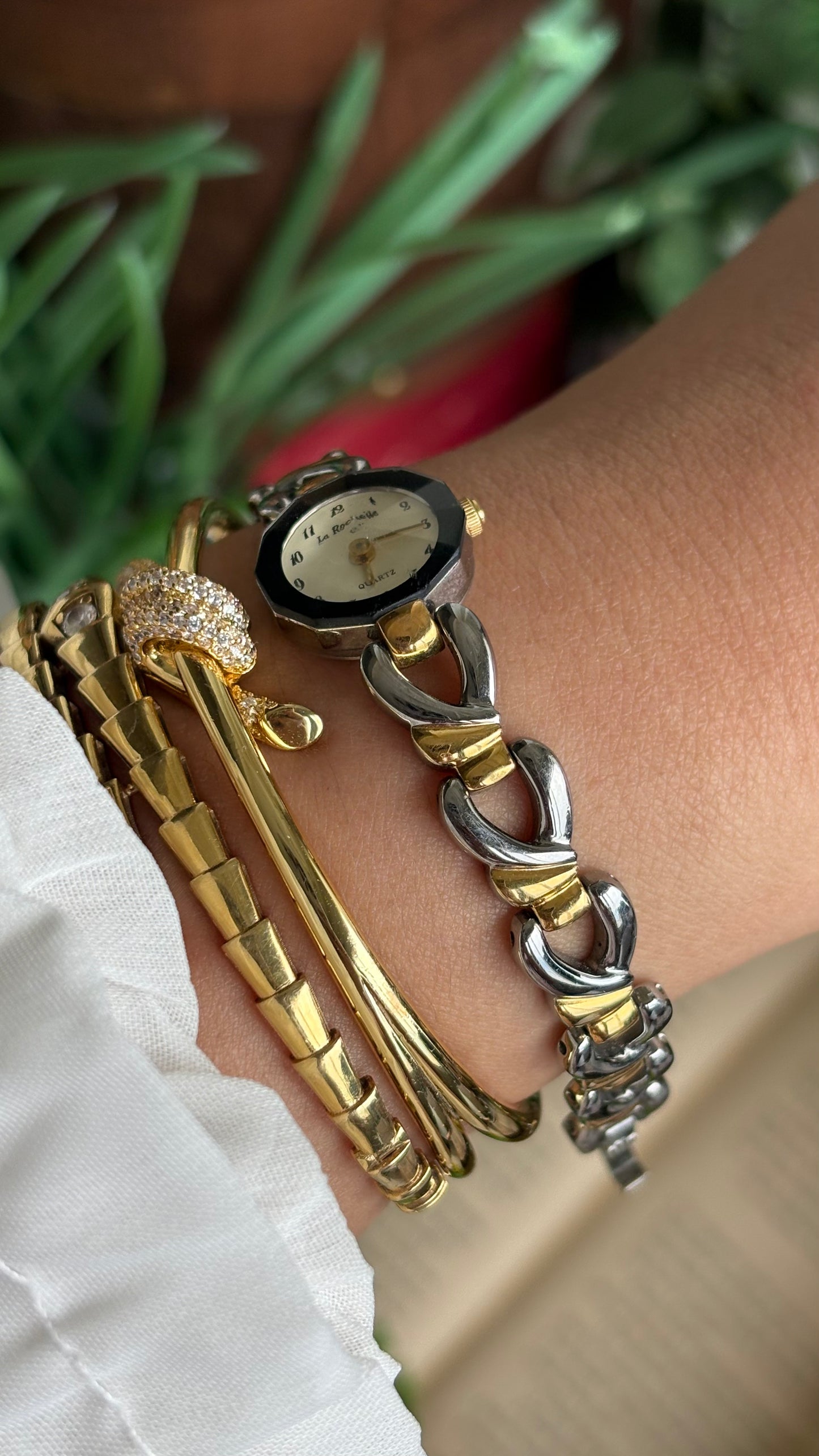 Vintage La Rochelle Super Dainty Bracelet Watch in Two-Tone