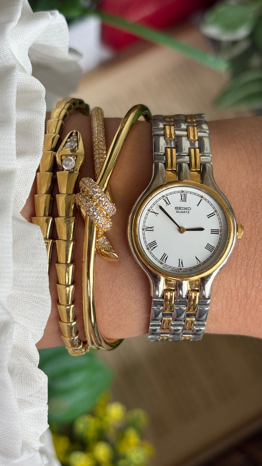 Vintage Seiko Classic Watch in Two-Tone Roman Dial