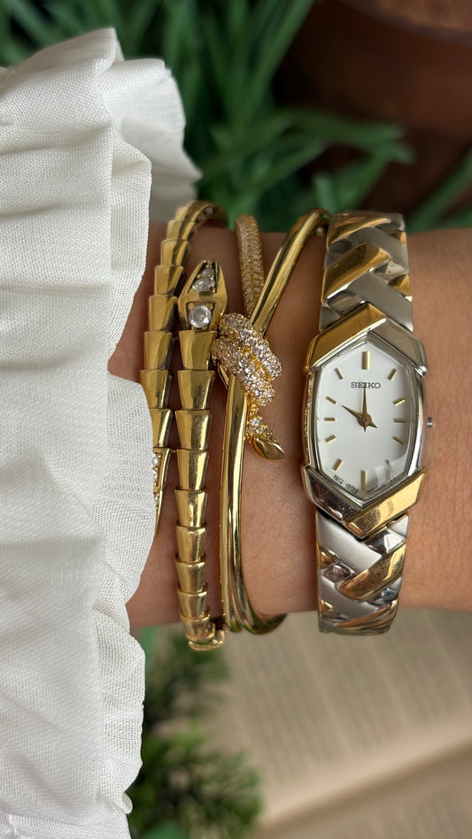 Extremely Rare Vintage Seiko Watch in Two-Tone Hexagon Dial
