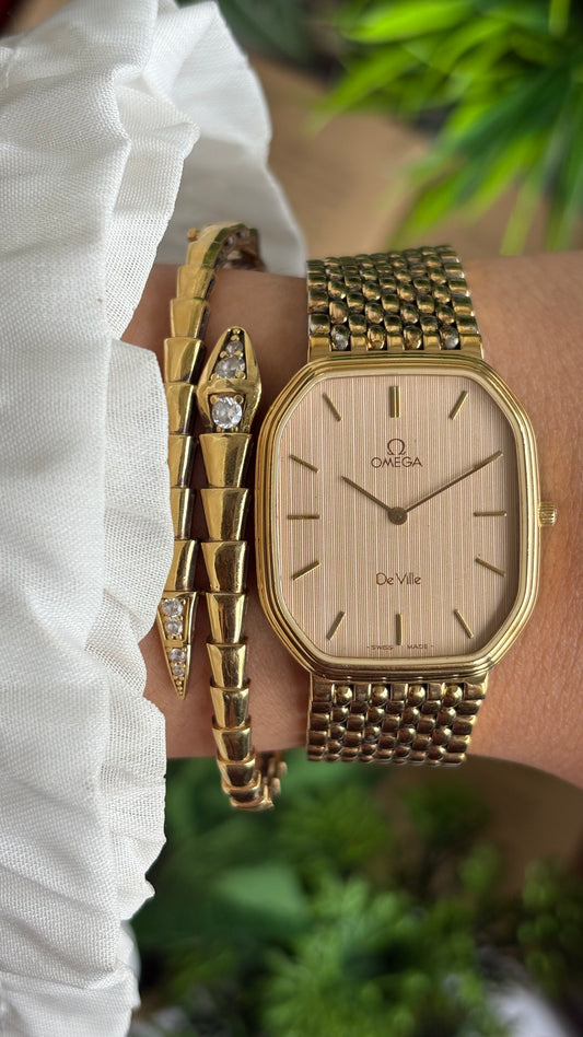 Vintage Omega De Ville Watch in Gold Tone with Omega Box