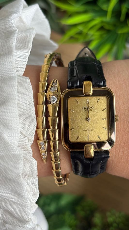 Vintage RADO Florence Watch in Black Leather Strap