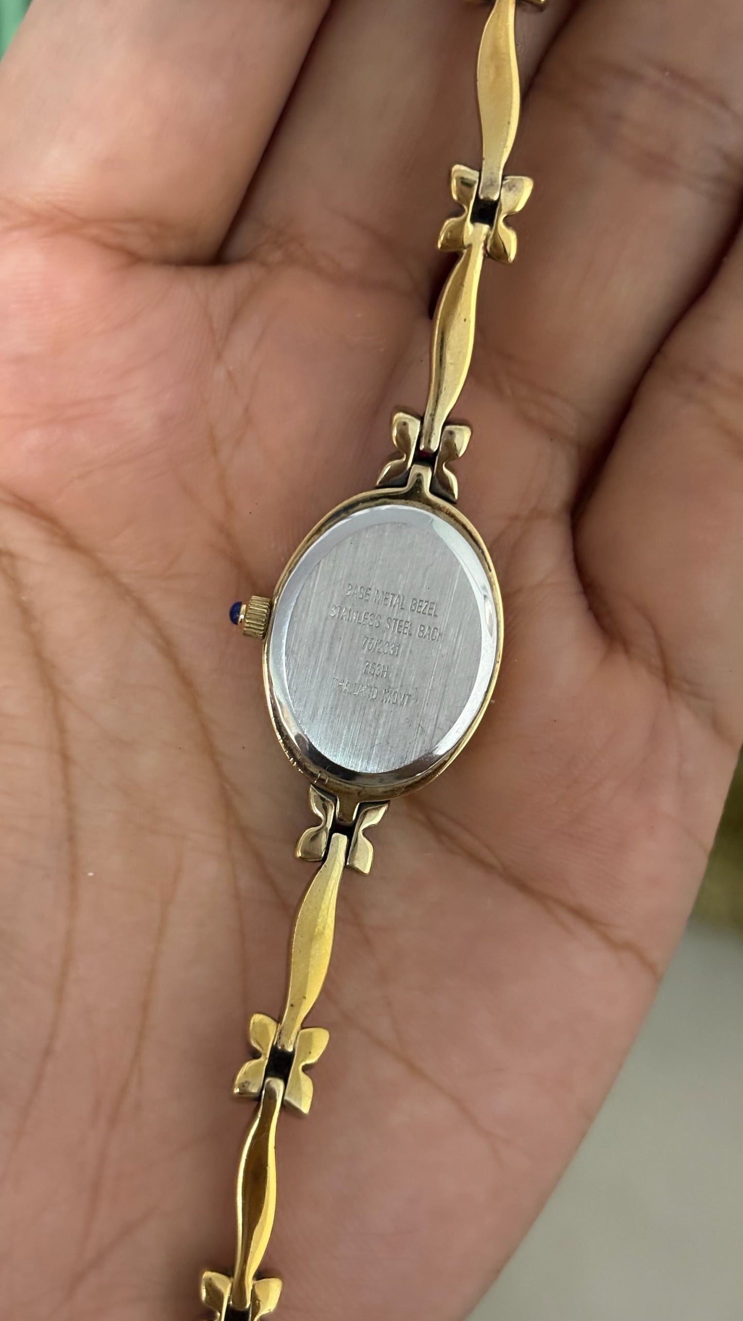 Extremely Rare Vintage Armitron Now Flower Ruby Accents Bracelet Watch in Gold Tone Quartz