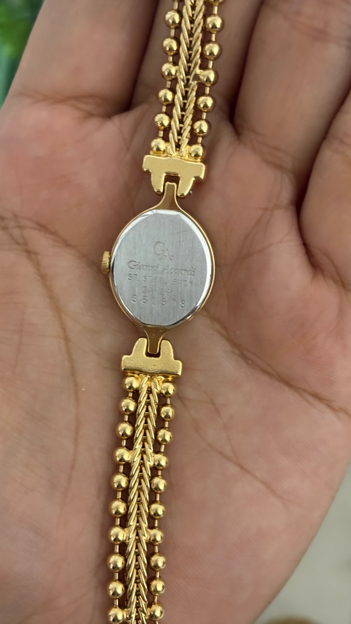 Rare Vintage Gianni Accordi Bead Cable Bracelet Watch in Gold Tone Quartz