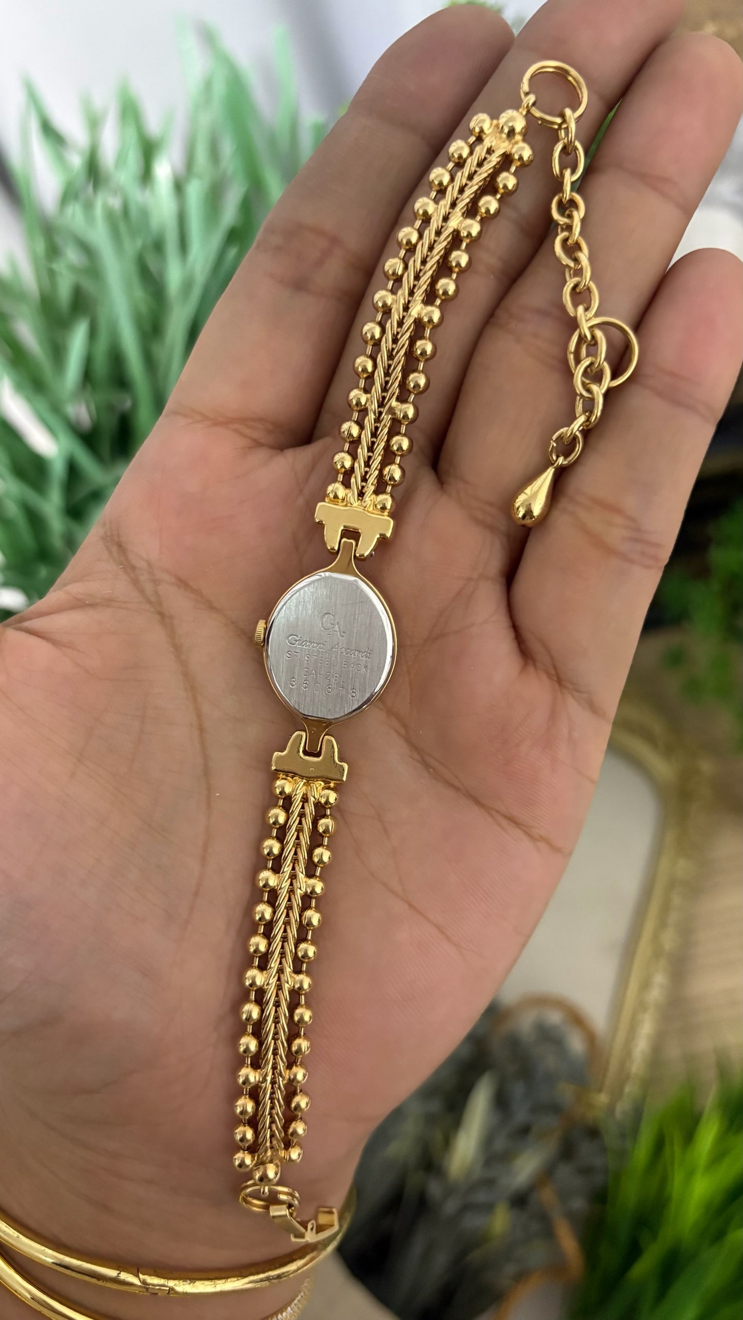 Rare Vintage Gianni Accordi Bead Cable Bracelet Watch in Gold Tone Quartz