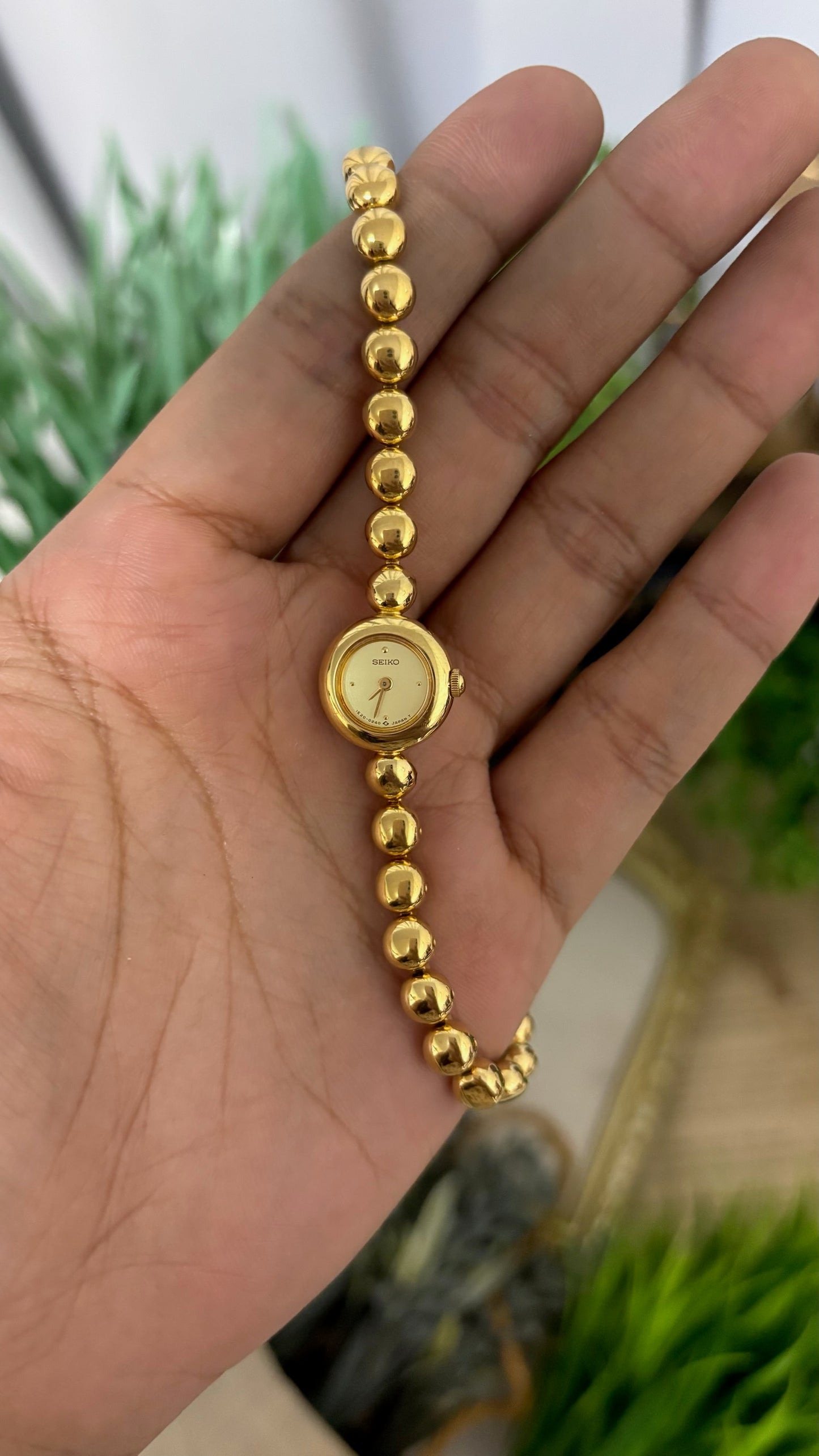 Extremely Rare Vintage Seiko Bubble Bracelet Watch in Gold Tone Quartz