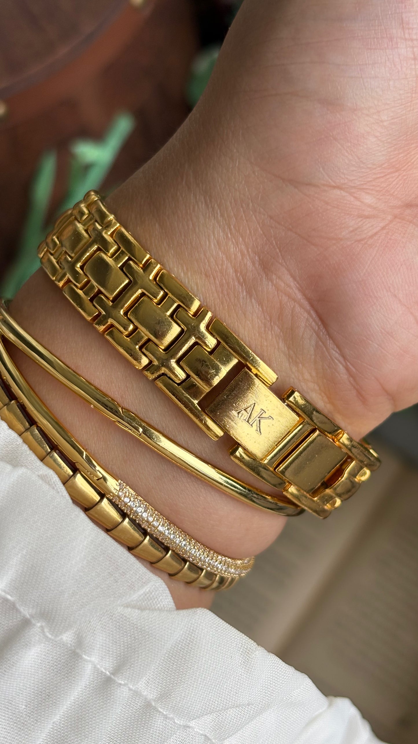 Vintage Anne Klein Bejeweled Watch in Gold Tone