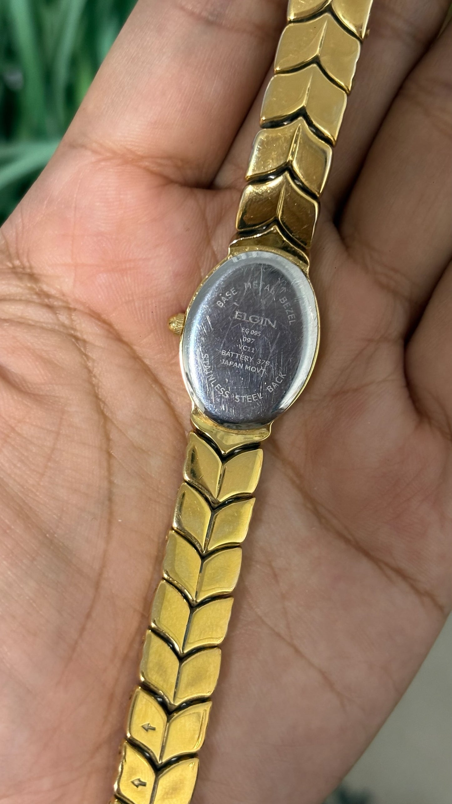 Rare Vintage Elgin Diamond Eye-shape Chevron Watch in Two-Tone Quartz