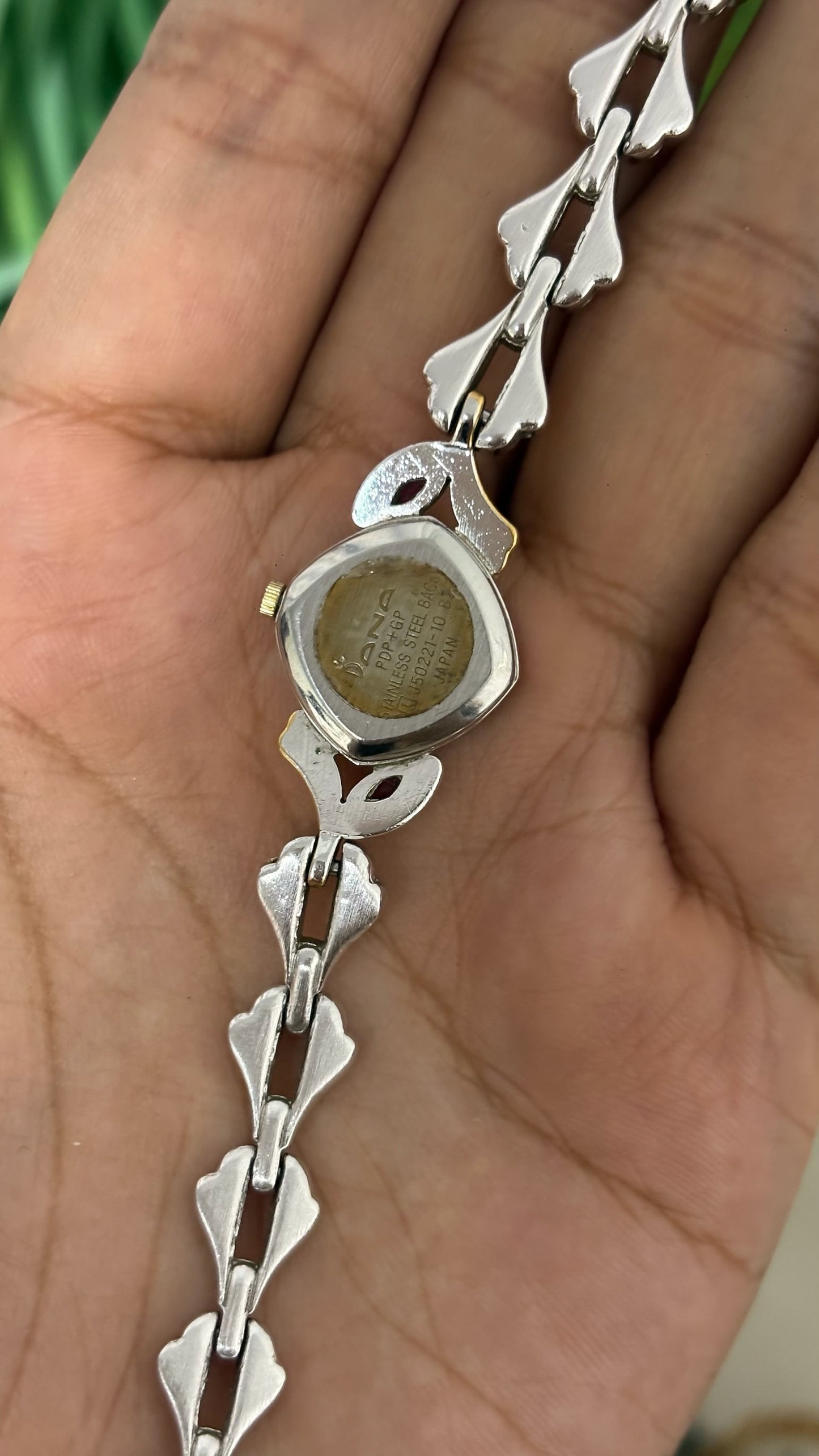 Extremely Rare Vintage Dana Ruby Accents Bracelet Watch in Two-Tone Quartz