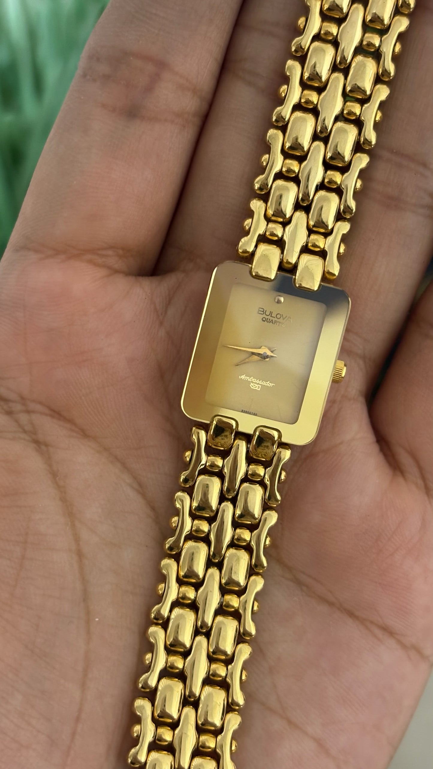 Rare Vintage Bulova Ambassador Tank Dress Watch in Gold Tone Quartz
