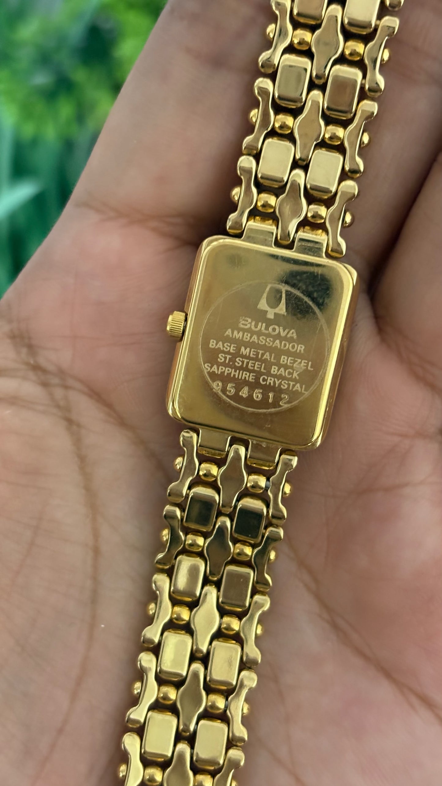 Rare Vintage Bulova Ambassador Tank Dress Watch in Gold Tone Quartz