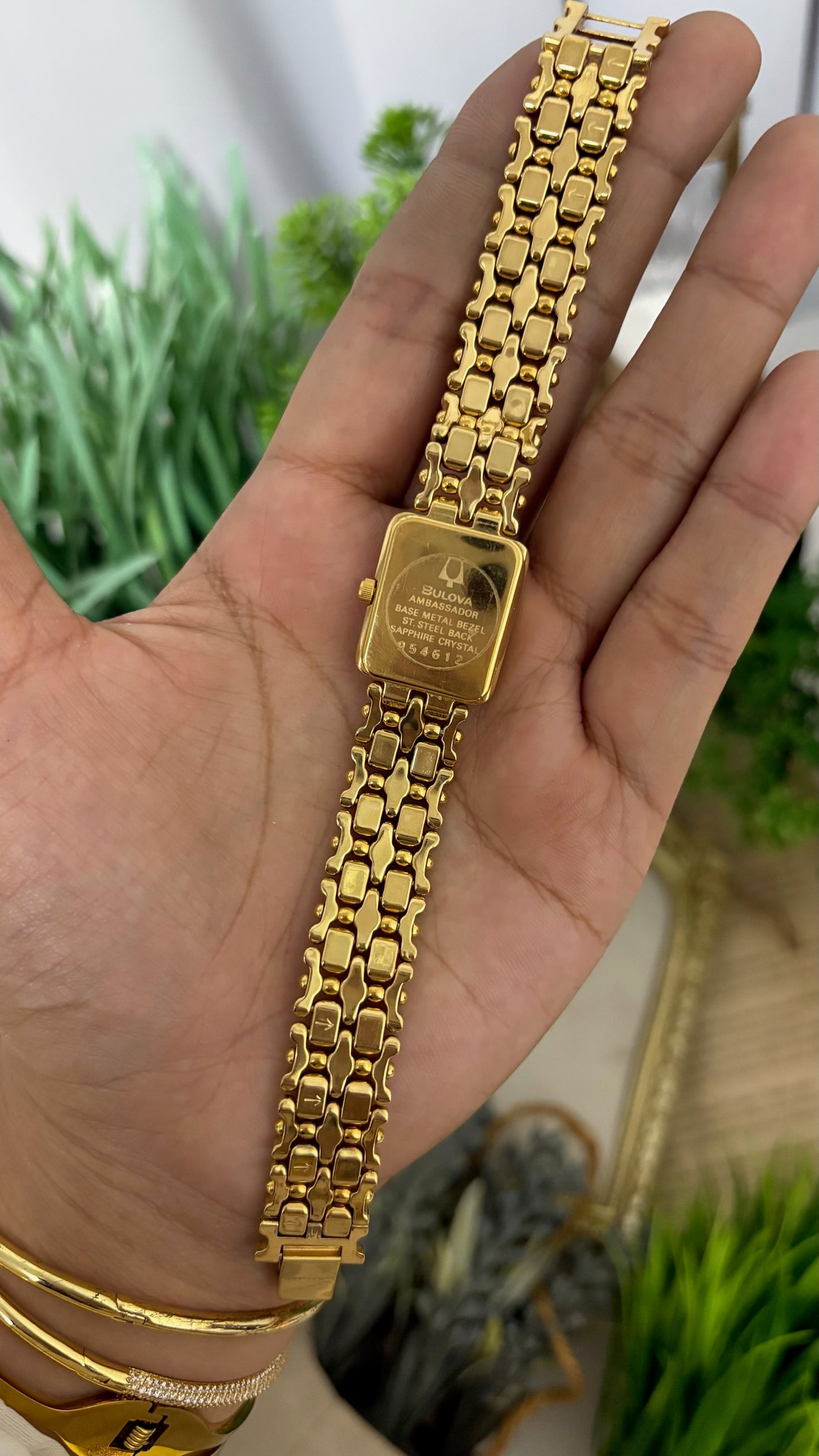 Rare Vintage Bulova Ambassador Tank Dress Watch in Gold Tone Quartz