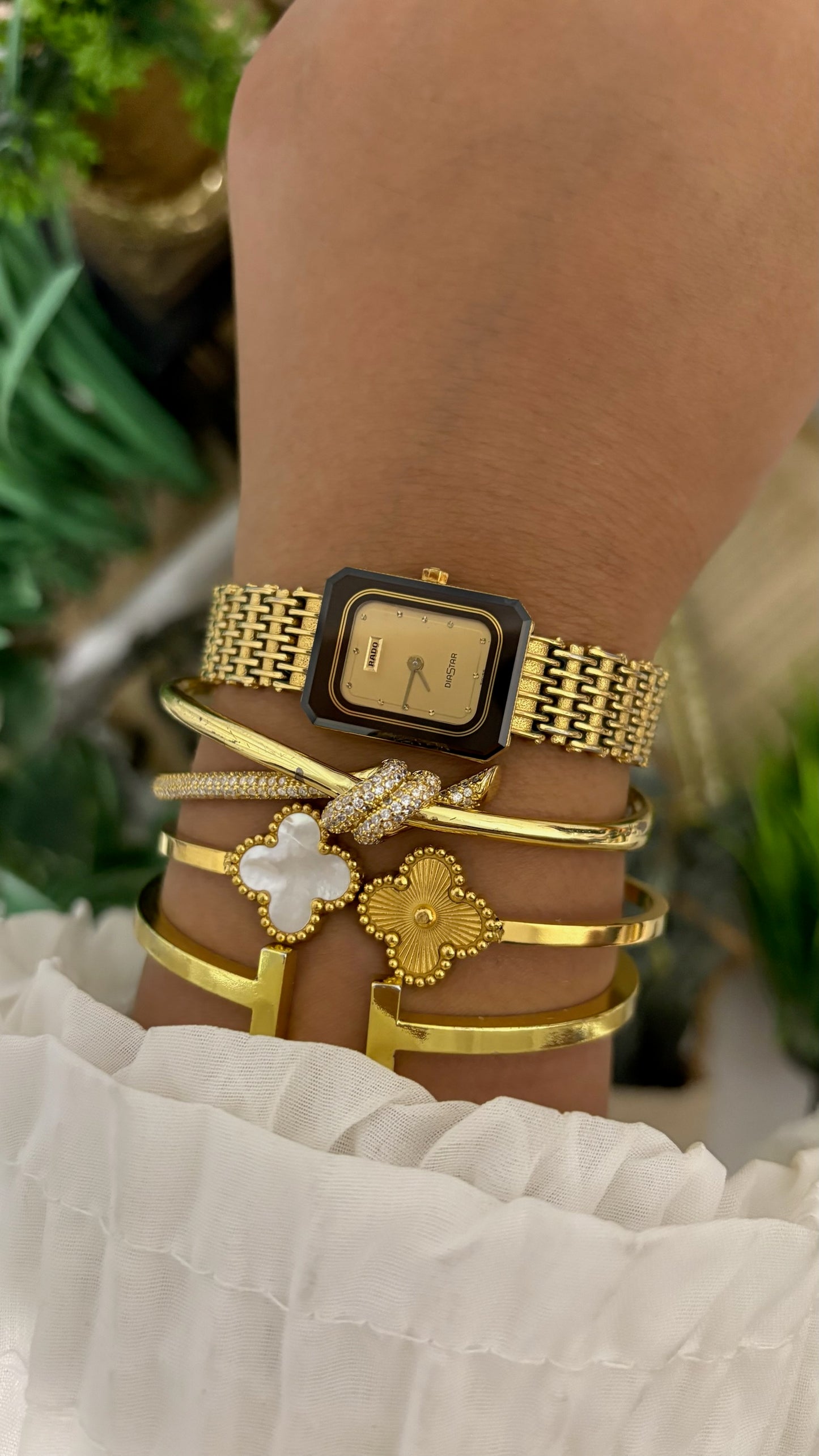 Rare Vintage Rado Diastar Mini Tank Dress Watch in Gold Tone Quartz