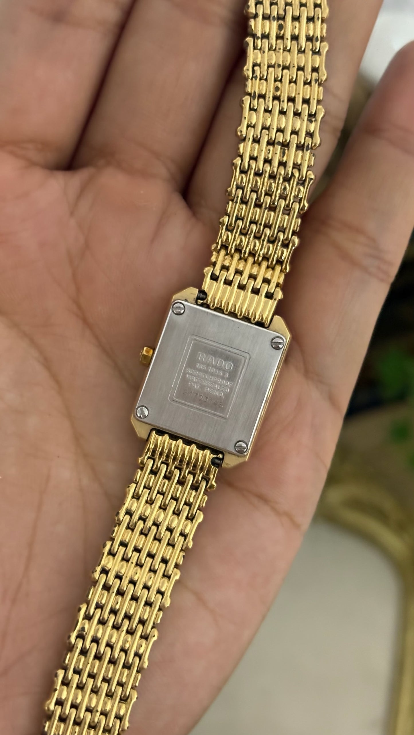 Rare Vintage Rado Diastar Mini Tank Dress Watch in Gold Tone Quartz