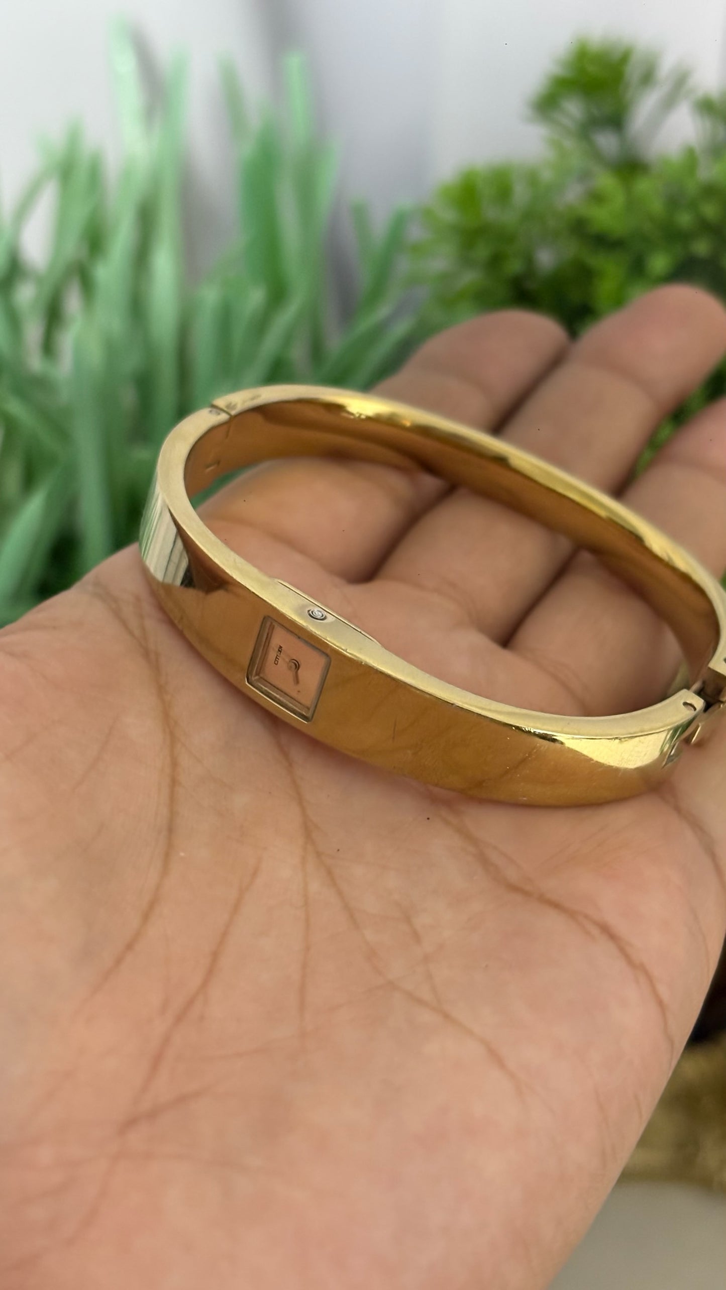 Extremely Rare and Dainty Citizen Bangle Watch in Gold Tone Quartz