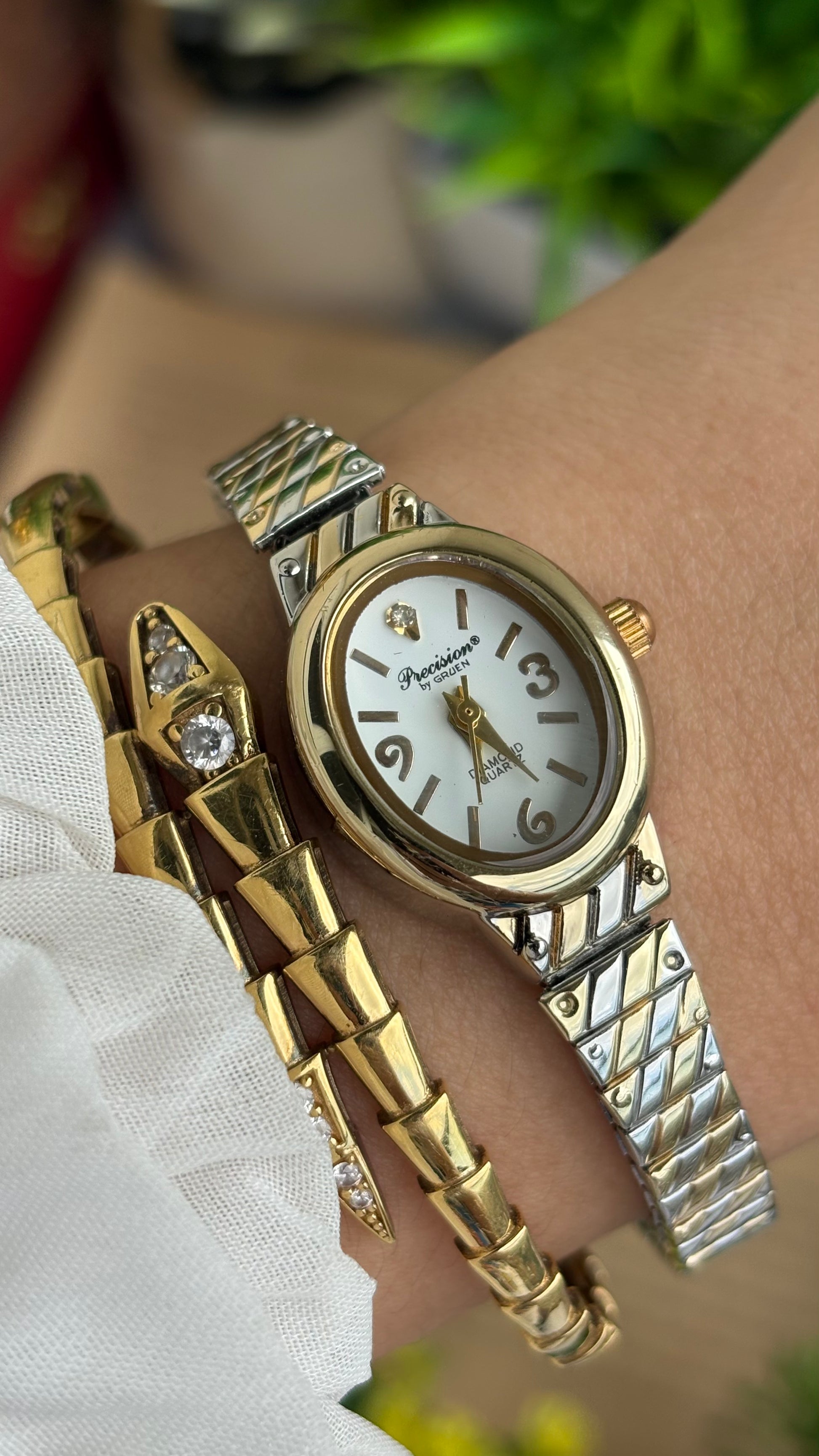 Vintage Precision by Gruen Watch in Two-Tone Stretch Band with