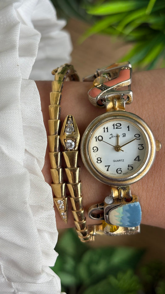 Vintage Jennie B Fashion Week Charm Watch in Silver Tone