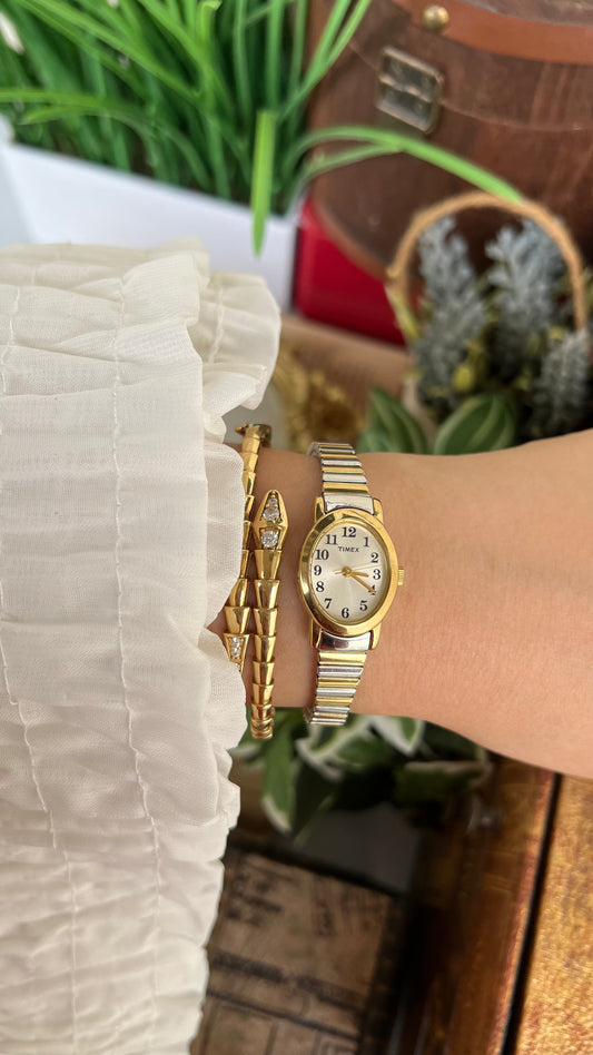 Vintage Timex Watch in Two-Tone Cavatina Stretch Band
